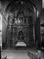 Iglesia de la colegiata. Altar Mayor con retablo barroco. Ricardo del Arco y Garay. Alquézar. Somontano