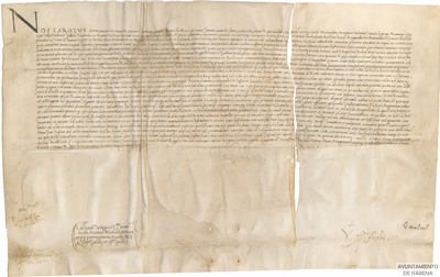 Carlos I, emperador, reconoce y confirma la exención del pago del guidatico otorgada al prior, monasterio y priorado de Roda por sus antecesores Pedro IV en 1384 y Jaime I en 1257, que son exhibidos ante él, y pone a los anteriormente citados bajo su protección personal contra cualquier acción de las gentes y oficiales de su reino