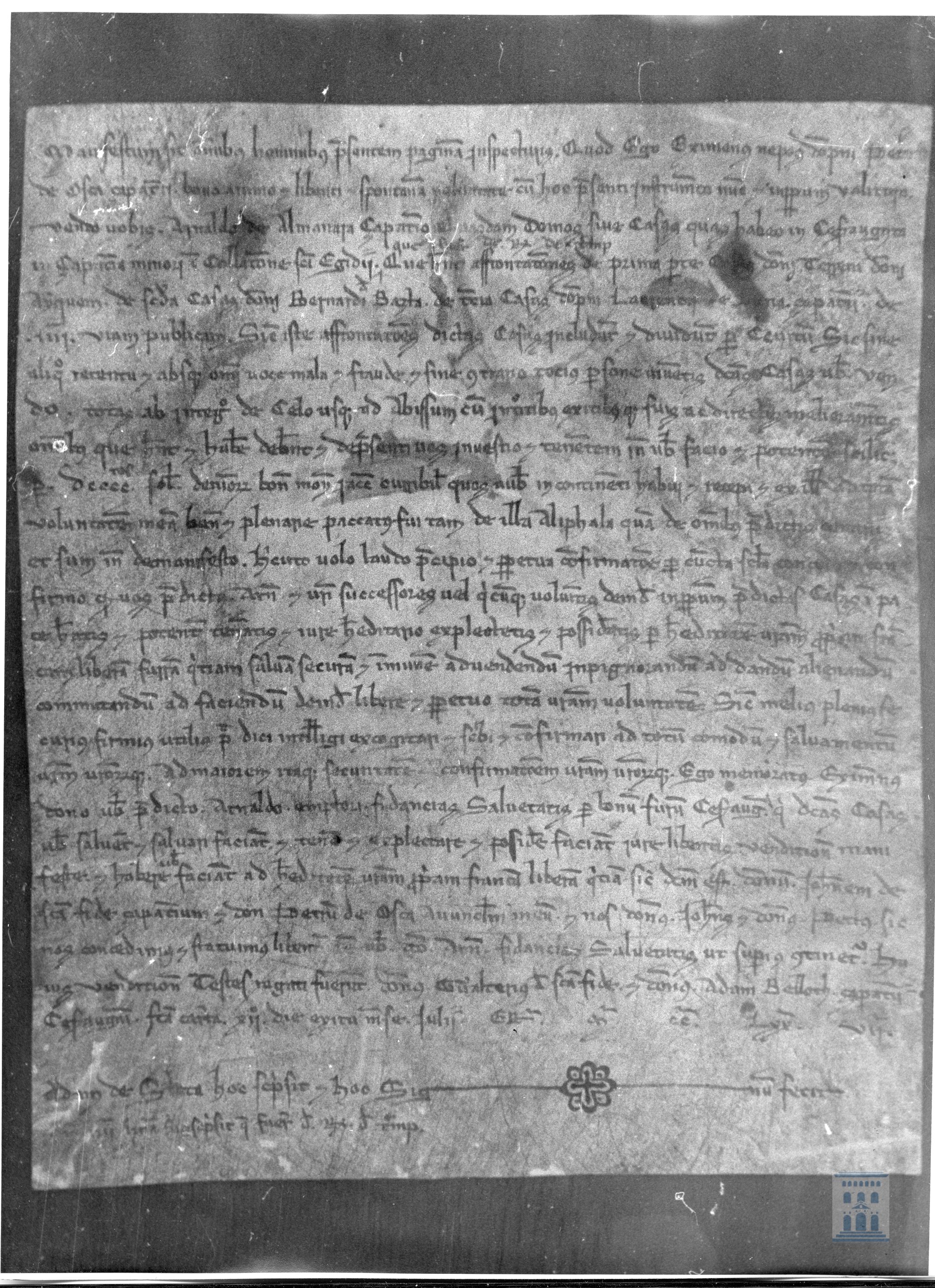 Gimeno, nieto de Pedro de Huesca, vende a Arnal de Almanra unas casas en Zaragoza por novecientos sueldos jaqueses.