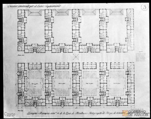 Panos para el anteproyecto de bloque de viviendas en Miralbueno firmado por Camuñas, Bars y Ballesteros
