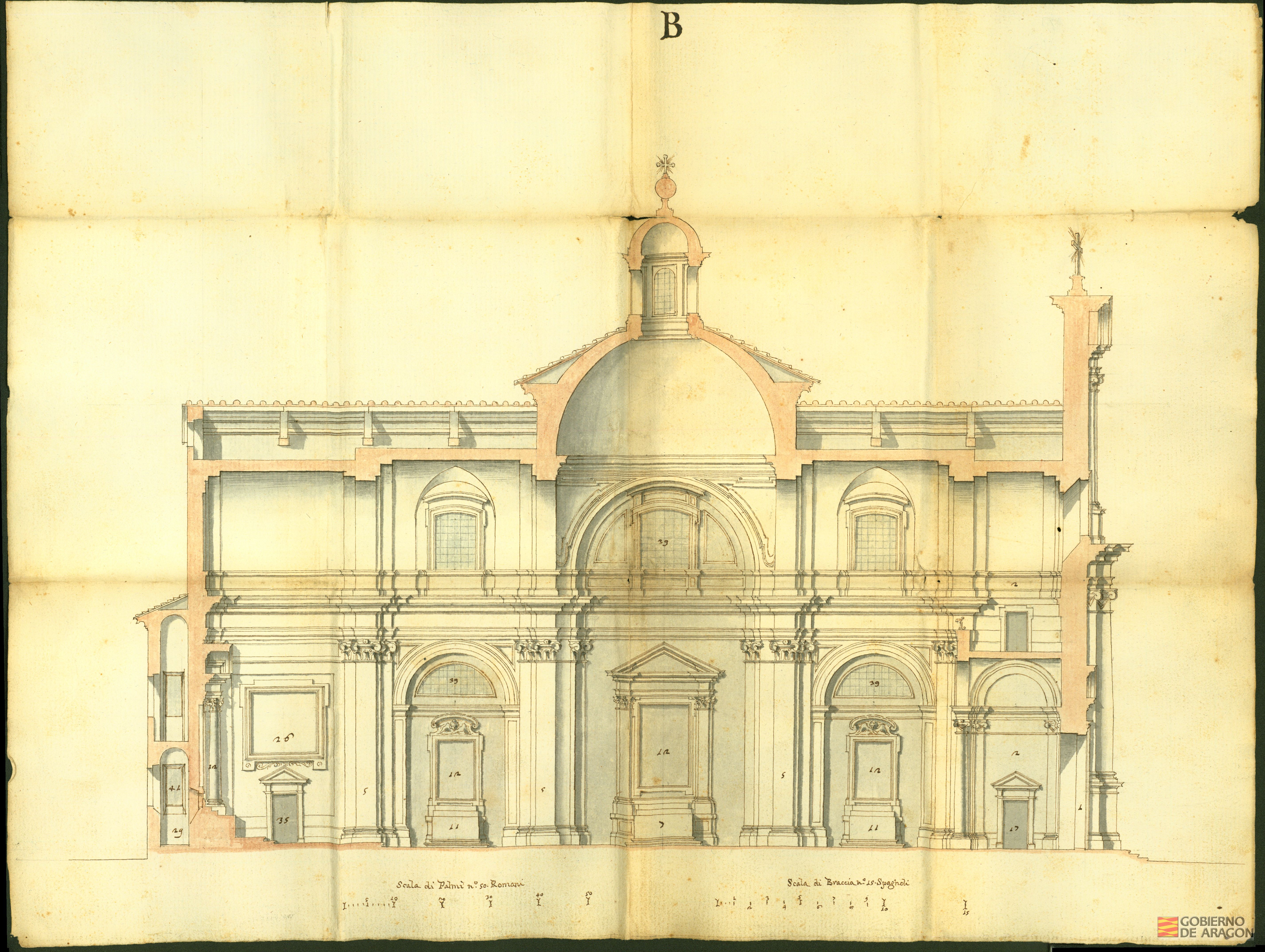 Planos para el proyecto de la iglesia de San Felipe y Santiago de Zaragoza.