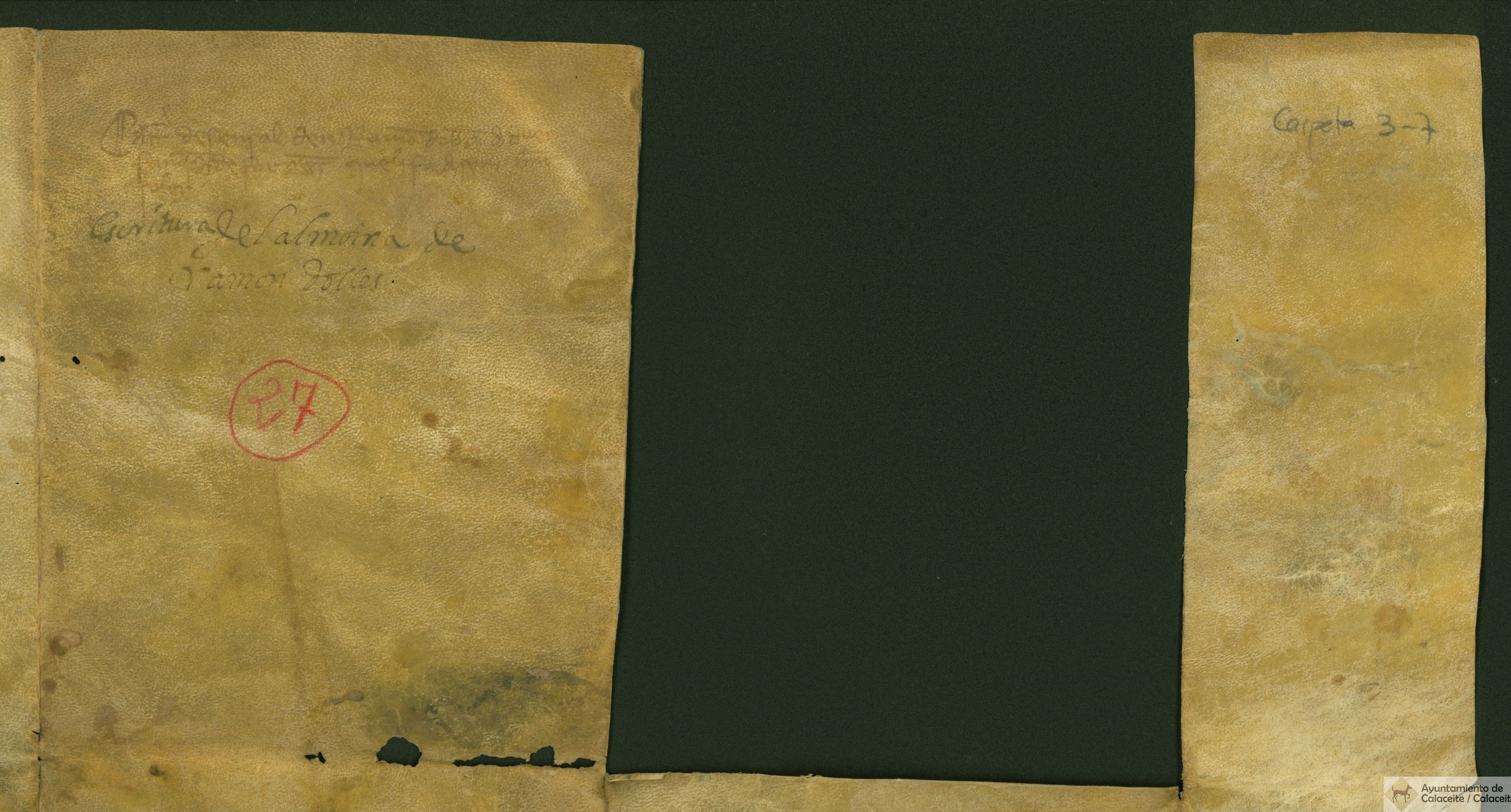 Carta de treudo o censo de 2 fanegas de trigo a favor de Ramón Dobles y su mujer, librado por unos vecinos de Calaceite