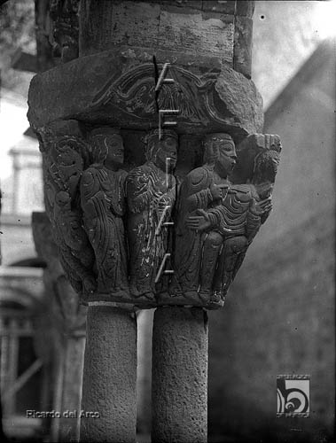 Monasterio Viejo de San Juan de la Peña. Claustro. Capitel de los Reyes Magos ante Herodes. Ricardo del Arco y Garay. Botaya