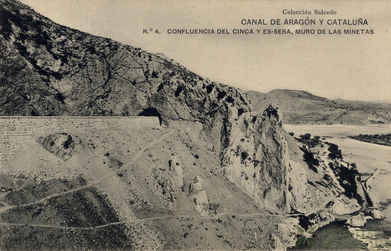 "Colección Salcedo. Canal de Aragón y Cataluña. Nº 4. Confluencia del Cinca y Esera, muro de las Minetas."