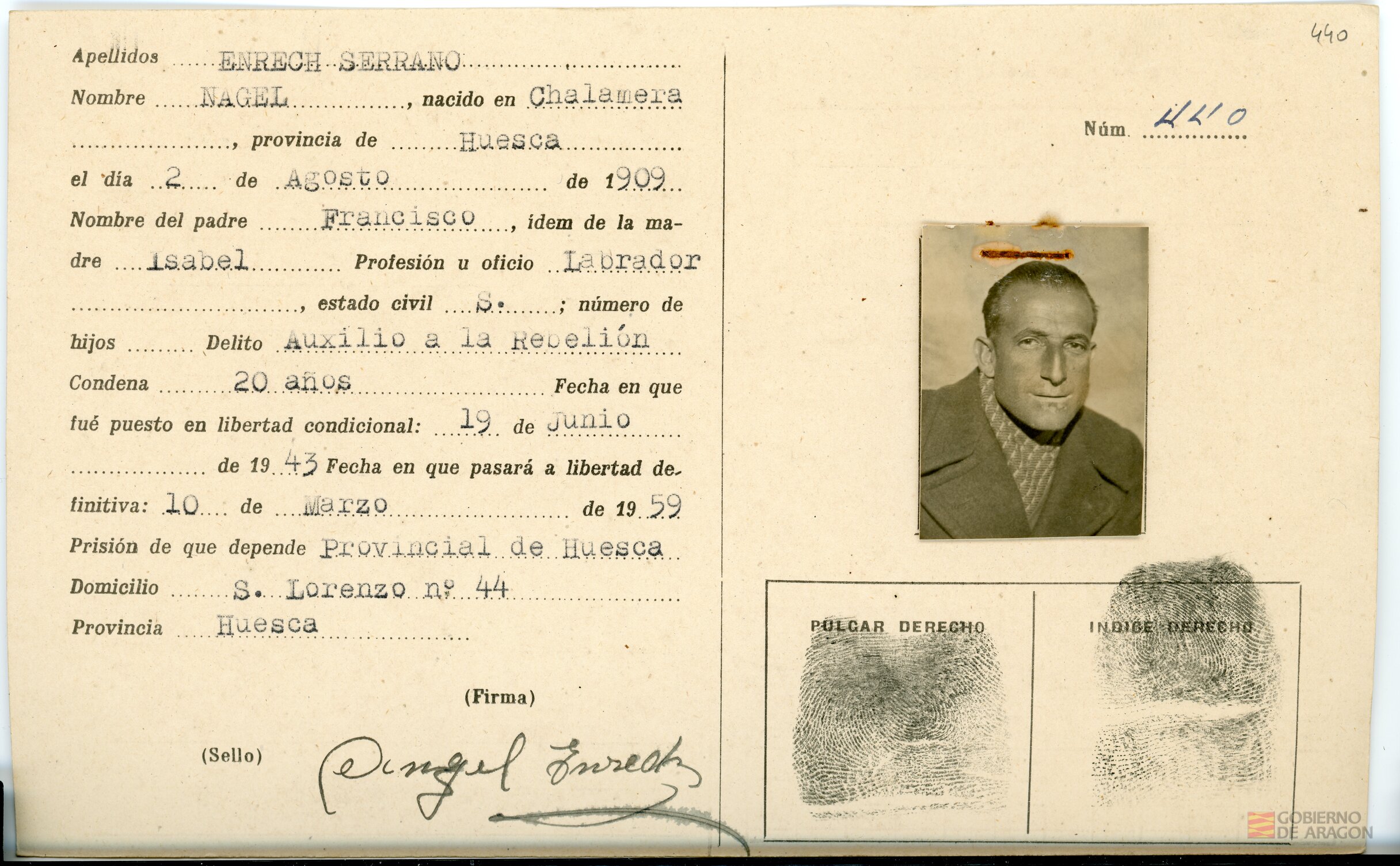 Enrech Serrano, Nagel. Huesca