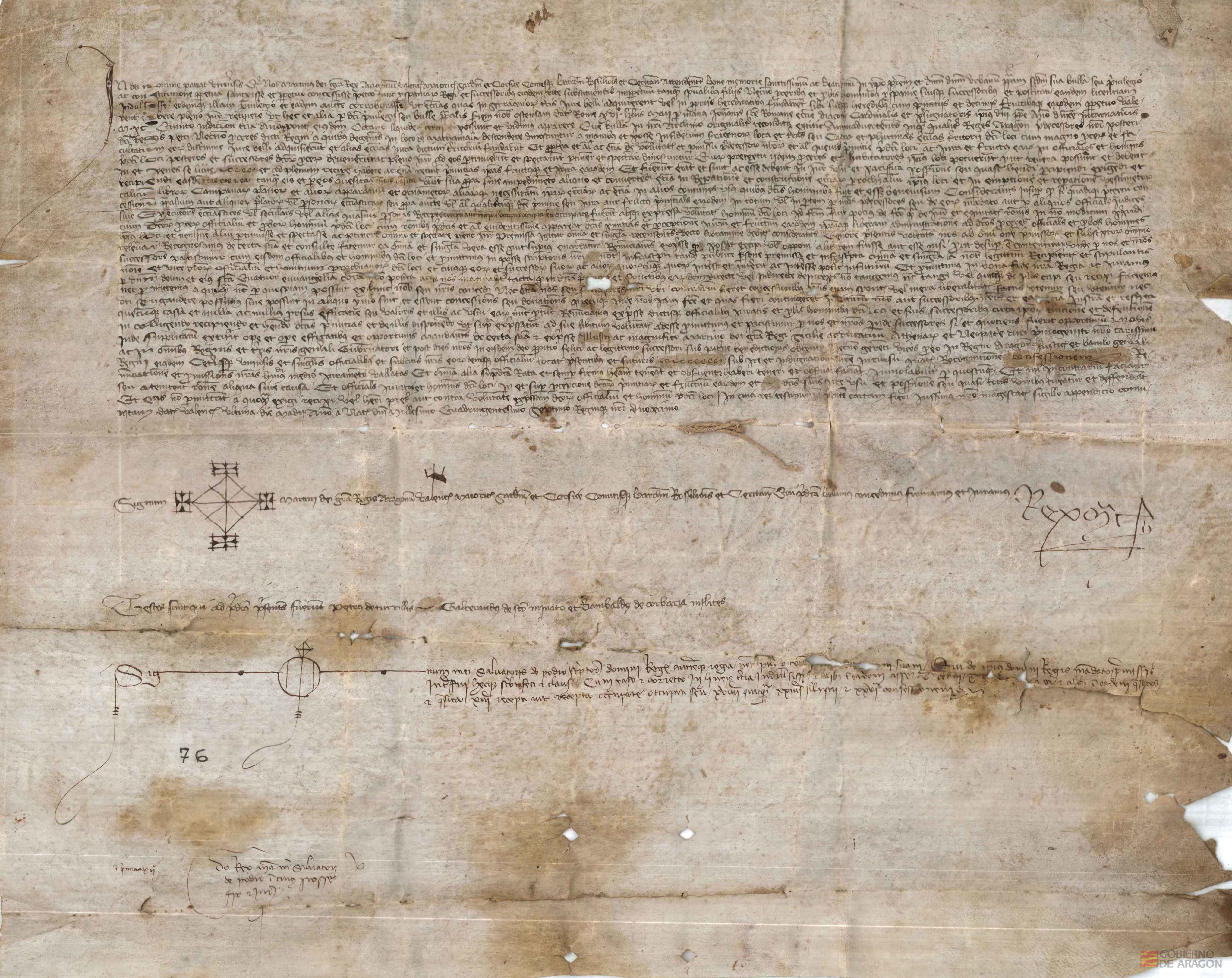 Martín I,rey de Aragón,en virtud de la bula concedida por el Papa Urbano IV en el año 1095,otorga a las gentes de Matamala las primicias de las iglesias de las tierras conquistadas a los sarracenos y de las que construyeran posteriormente