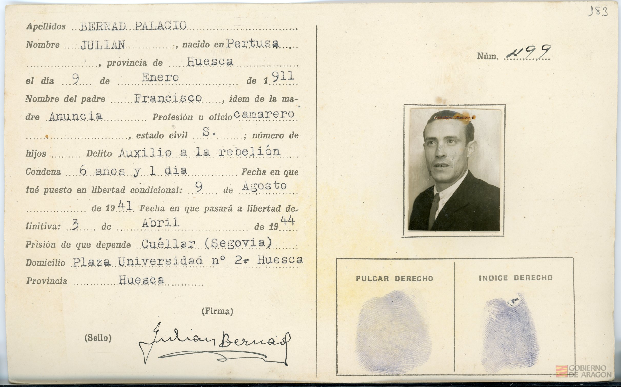 Bernad Palacio, Julián. Huesca