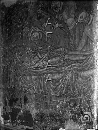 Monasterio de Santa María de Sigena. Sala Capitular. Pintura mural de Las Marías ante el Sepulcro. Ricardo del Arco y Garay. Villanueva de Sigena. Monegros