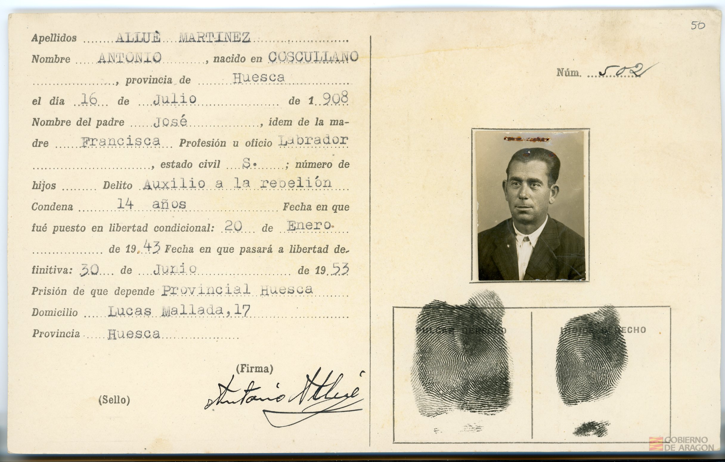 Allué Martínez, Antonio. Huesca