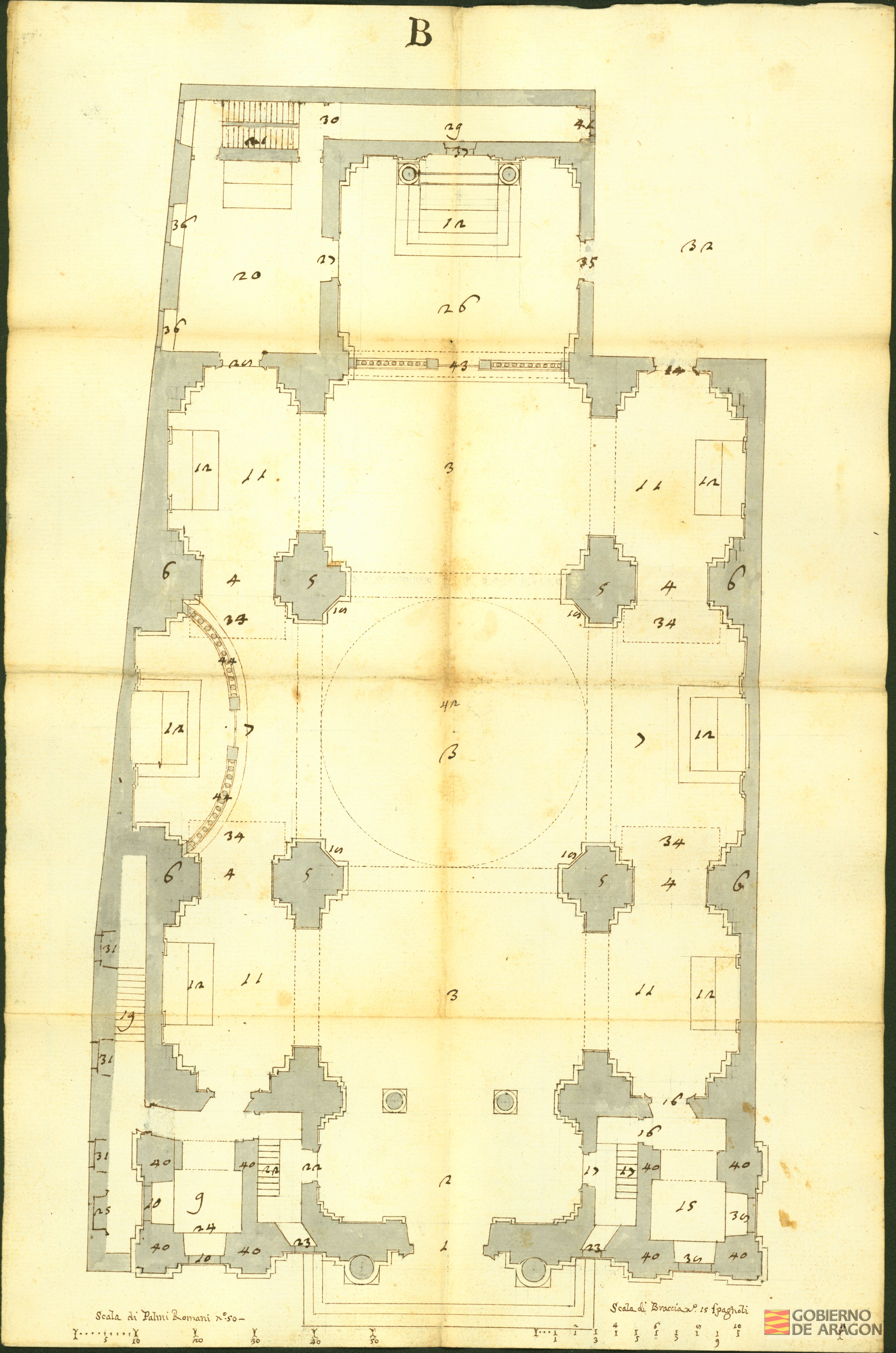 Planos para el proyecto de la iglesia de San Felipe y Santiago de Zaragoza.