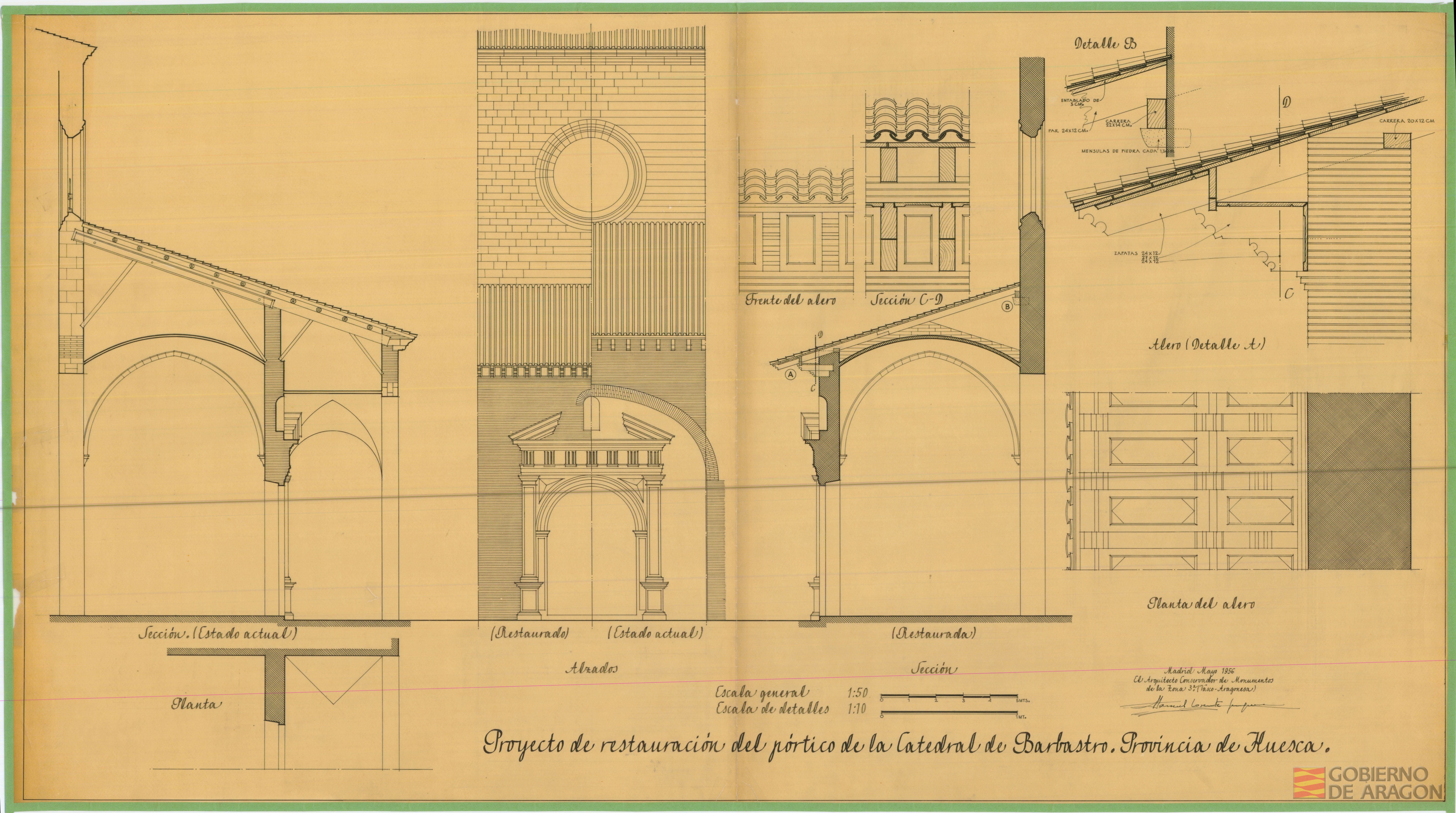 Proyecto de restauración del pórtico de la Catedral de Barbastro, provincia de Huesca. Barbastro
