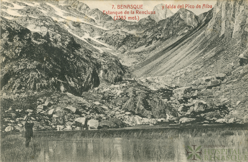 "7. Benasque. Estanque de la Renclusa (2385 met.) y falda del Pico de Alba."