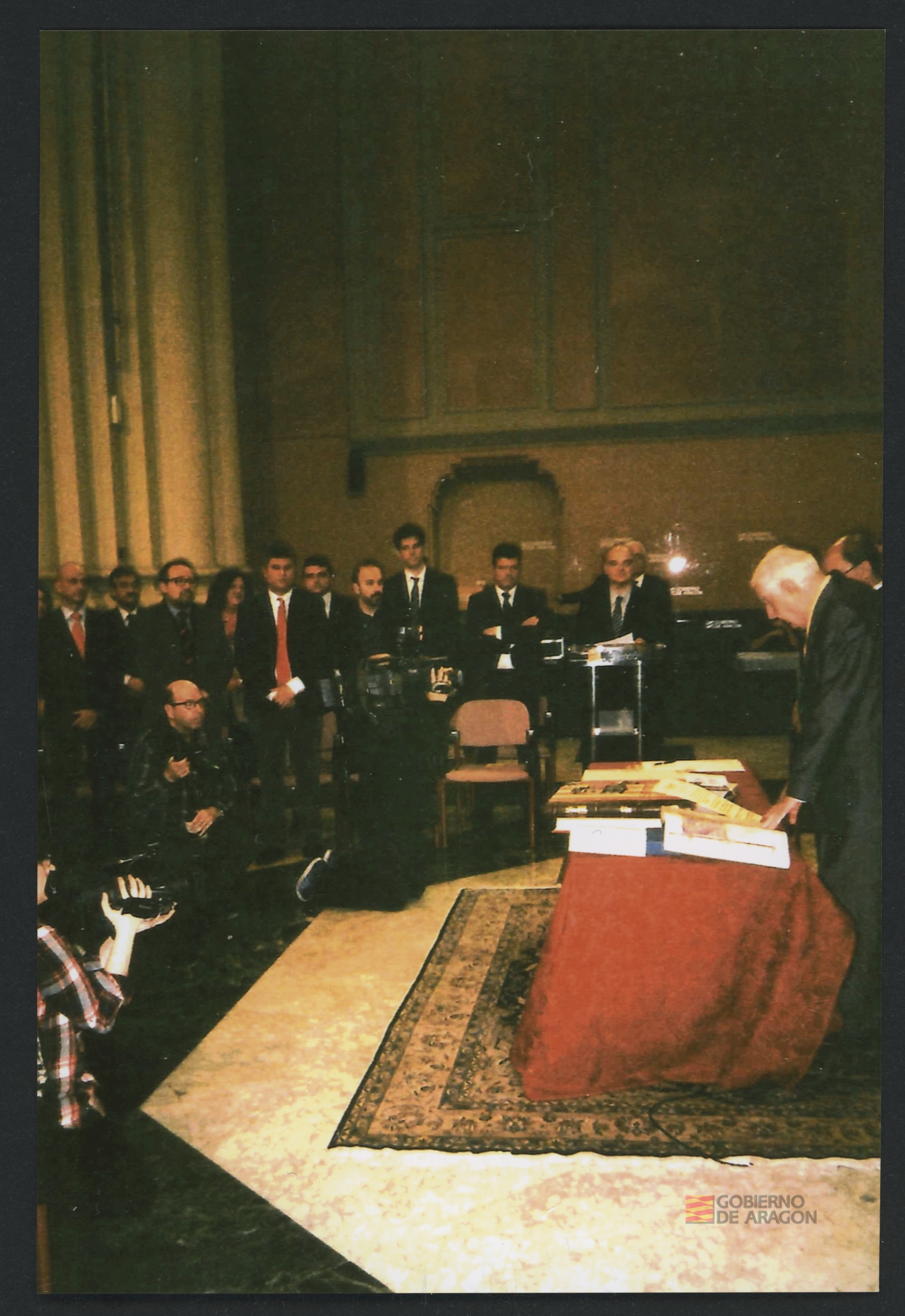 Juan Antonio Bolea Foradada con el presidente Lambán en el Pignatelli