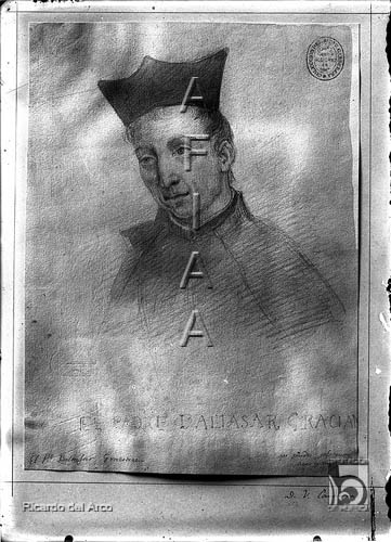 Retrato de Baltasar Gracián. Fotografía de una lámina. Ricardo del Arco y Garay