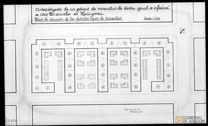 Planos para el anteproyecto de un grupo de viviendas de renta igual o inferior a 1200pts