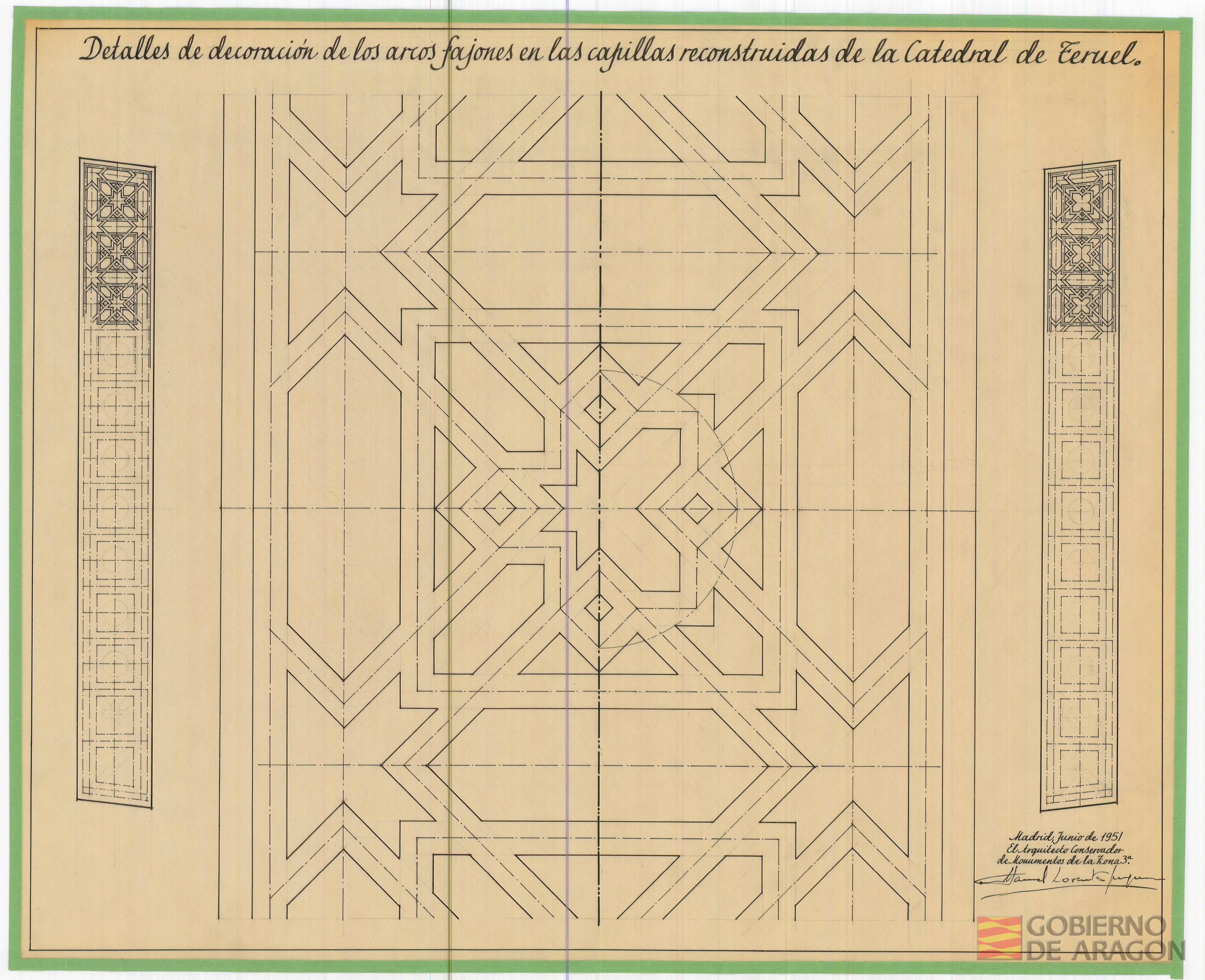 Detalles de decoración de los arcos fajones en las capillas reconstruidas de la Catedral de Teruel. Teruel