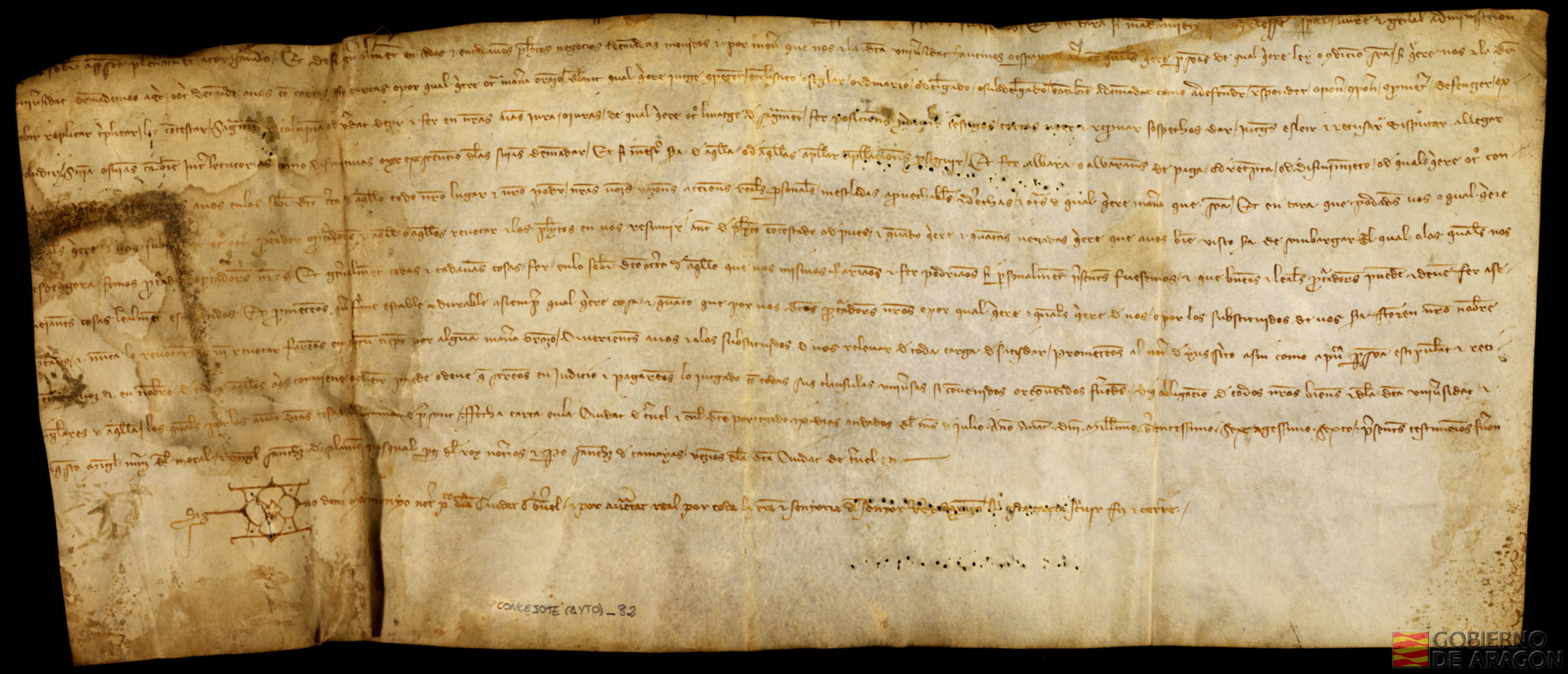Carta de procuración otorgada por el Concejo de Teruel en favor de Miguel Martínez del Moral, Miguel Sánchez de Salomón y Pascual Pérez del Rey, notarios