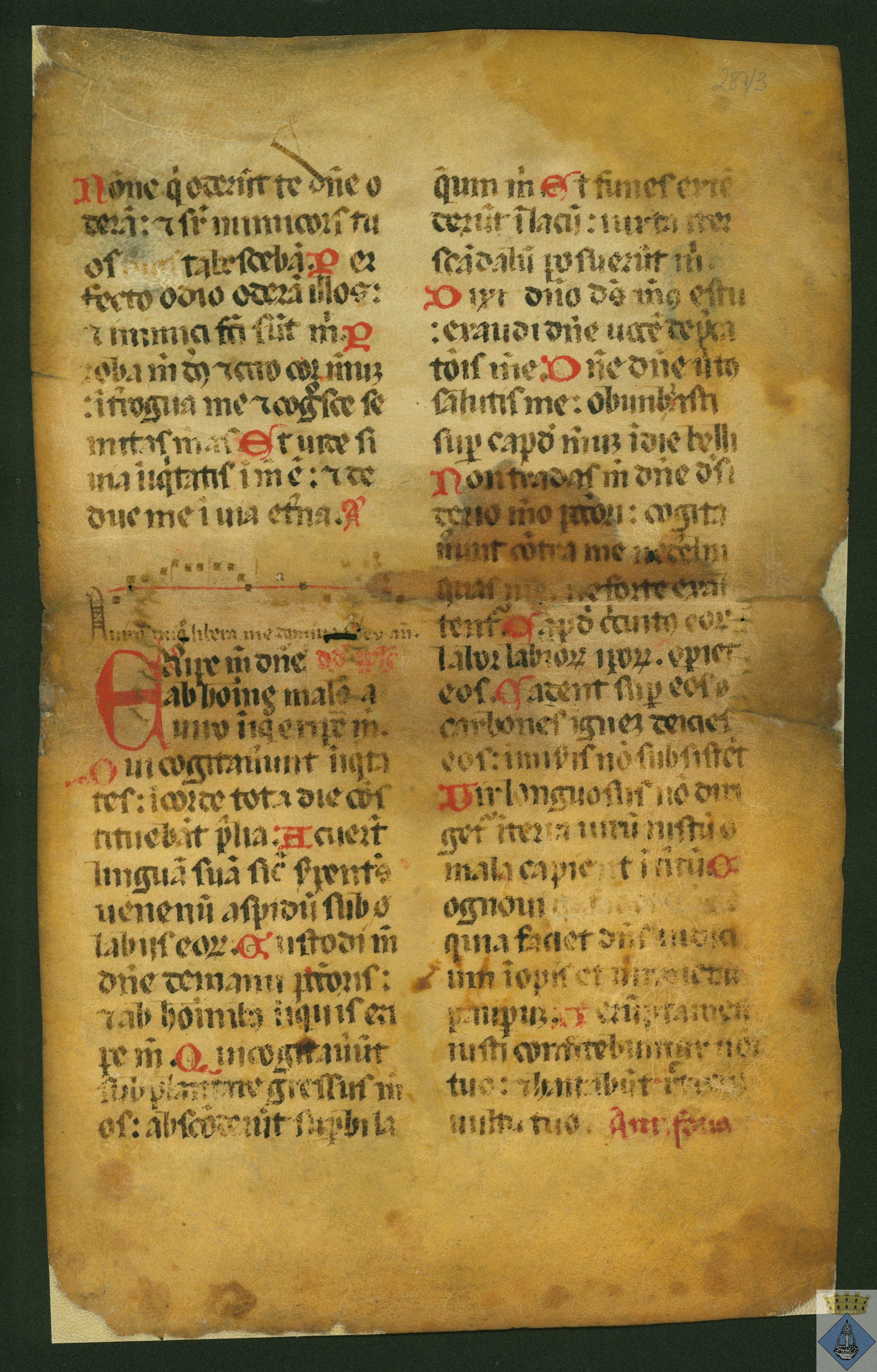 Hoja perteneciente a una Biblia.