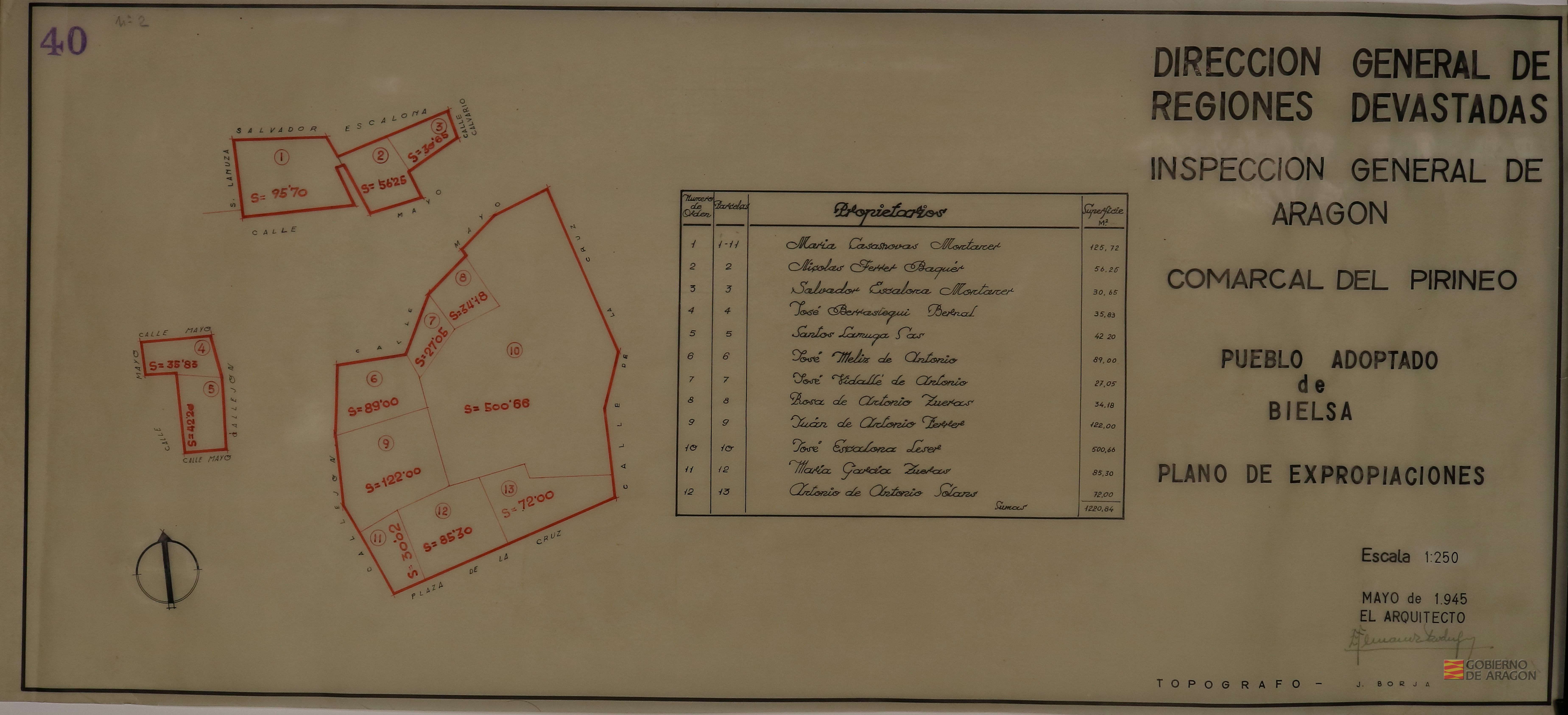Plano de la población de Bielsa. Pueblo adoptado de Bielsa