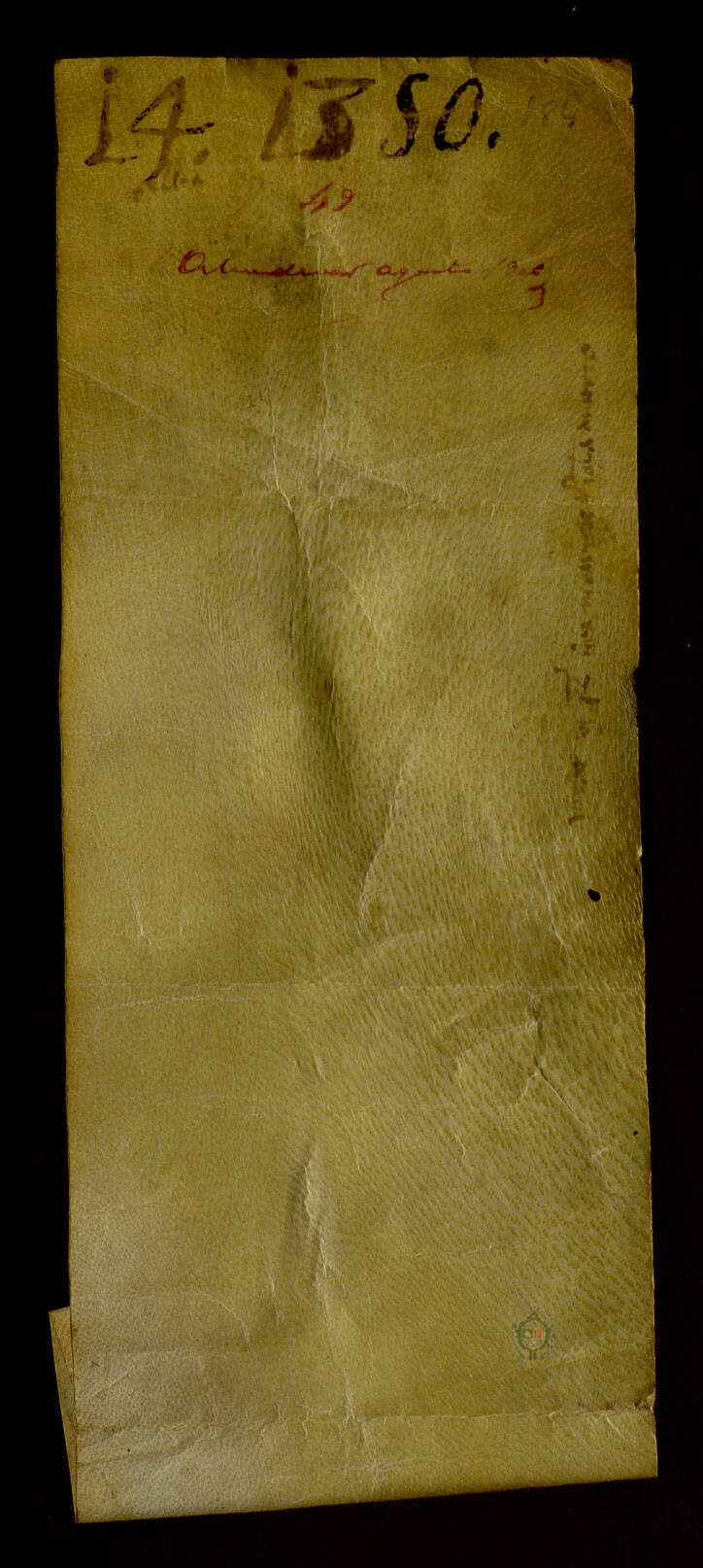 Jucé Arrahena, judío de Luna, reconoce recibir 150 sueldos jaqueses del concejo de Almudévar, de los 600 que se le debían.