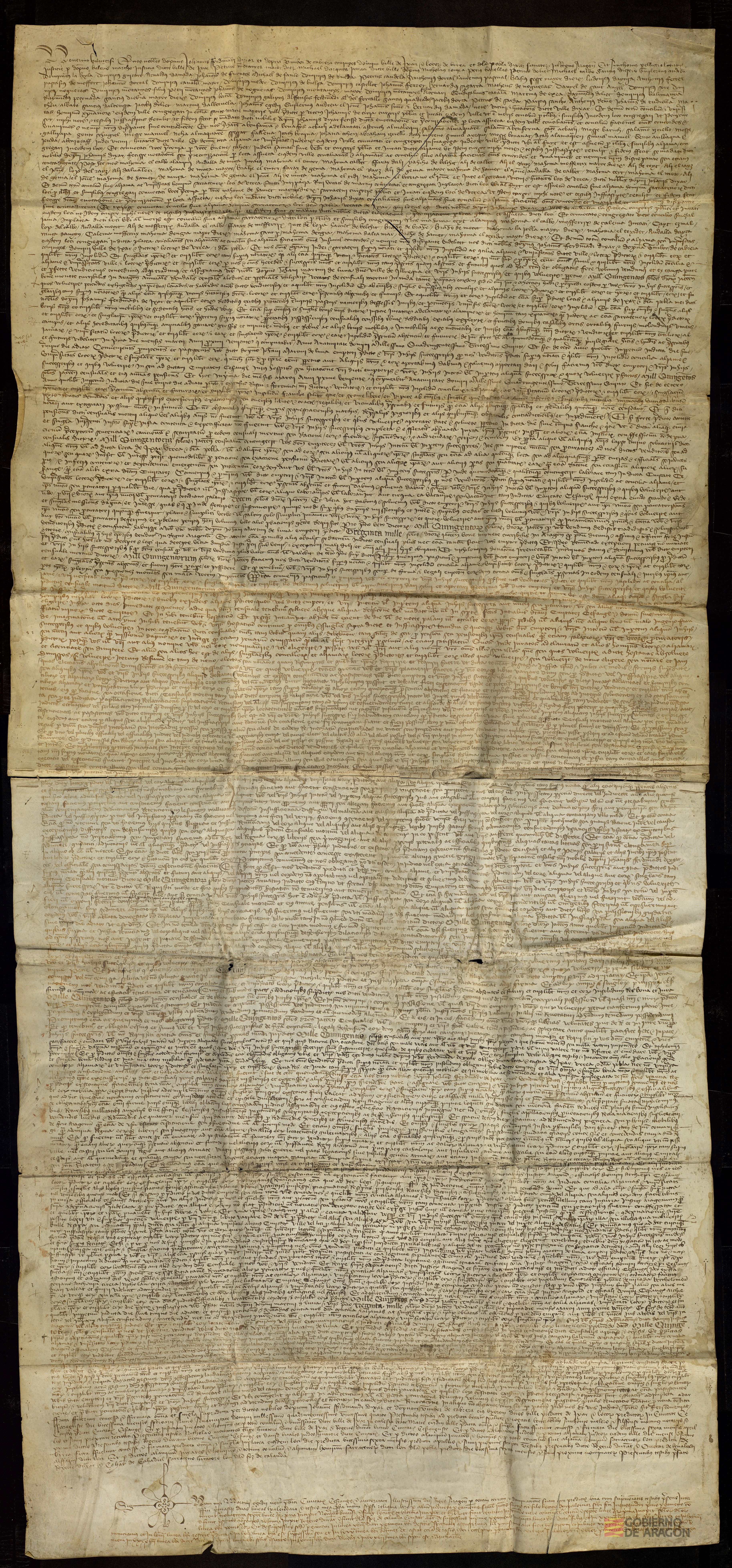 Juan Fernández de Híjar, su mujer Timbor de Cabrera, el concejo y aljama judía de Híjar y las aljamas de moros de Urrea de Gaén y la Puebla de Híjar venden a Juan Martínez de Luna, señor de Illueca, un censal de 1.500 sueldos jaqueses anuales por precio de 30.000 sueldos