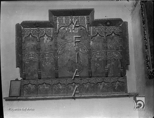 Sacristía de la colegiata. Retablo de Santa Ana y la Virgen. Ricardo del Arco y Garay. Alquézar. Somontano