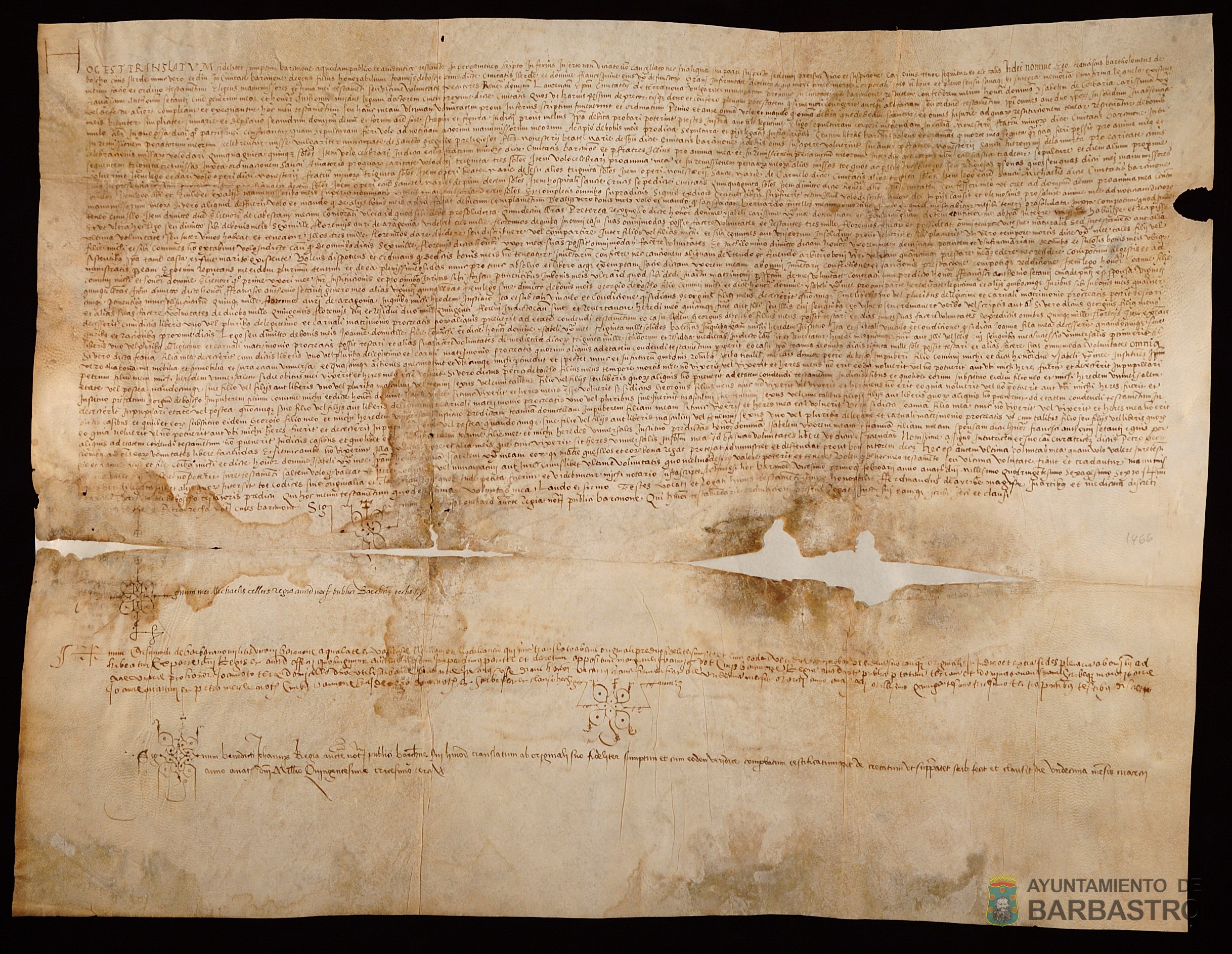 Testamento de Francisco Bartolome del Boscho, ciudadano de Lerida