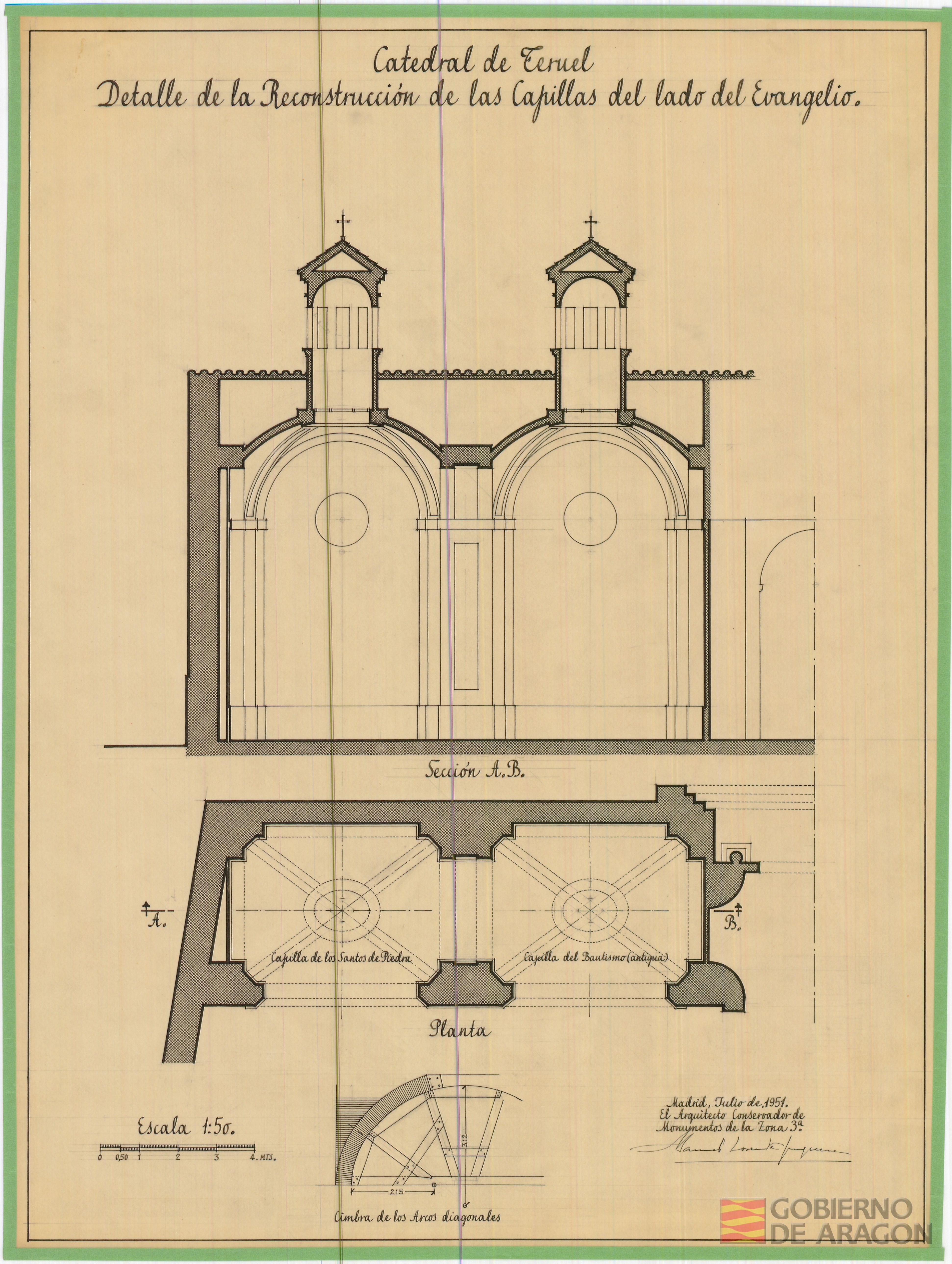 Catedral de Teruel. Detalle de la reconstrucción de las capillas del lado del Evangelio. Teruel