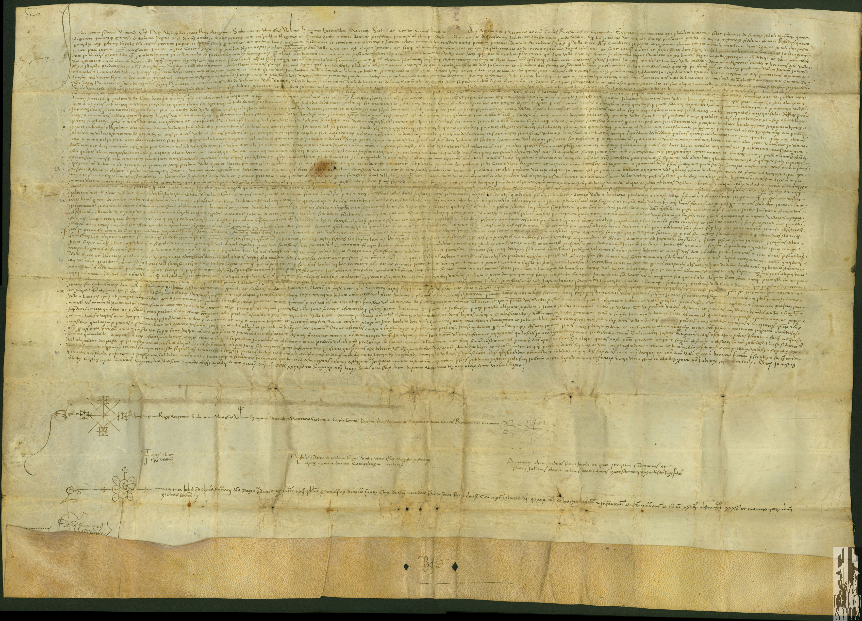 Alfonso V, rey de Aragón, concede a la villa de Ejea que nunca será separada del patrimonio real en tanto que cabeza de junta