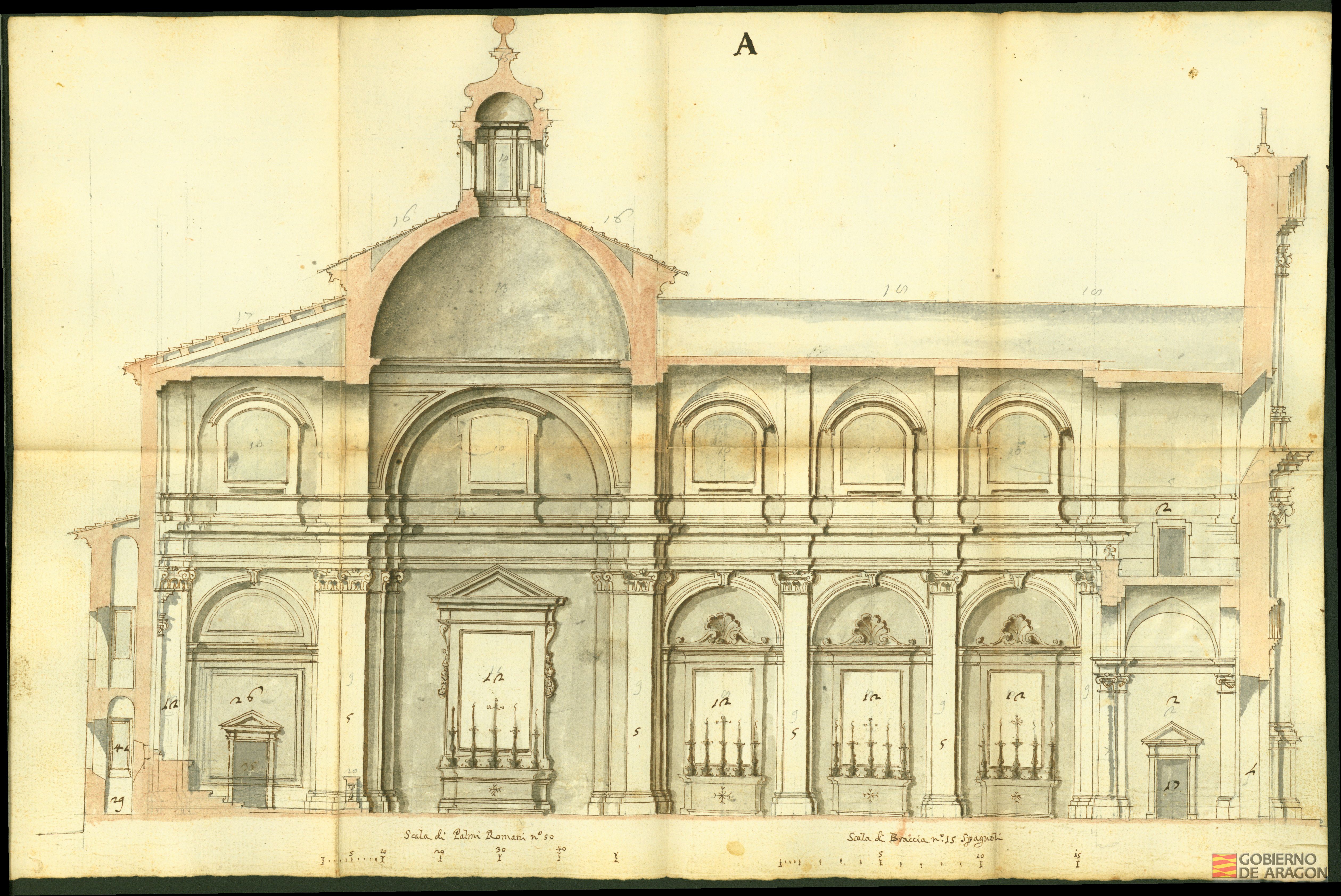 Planos para el proyecto de la iglesia de San Felipe y Santiago de Zaragoza.
