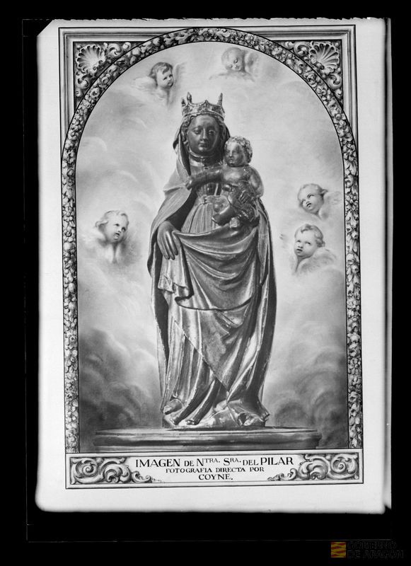 Estampa de la Virgen del Pilar con fotografía de Coyne
