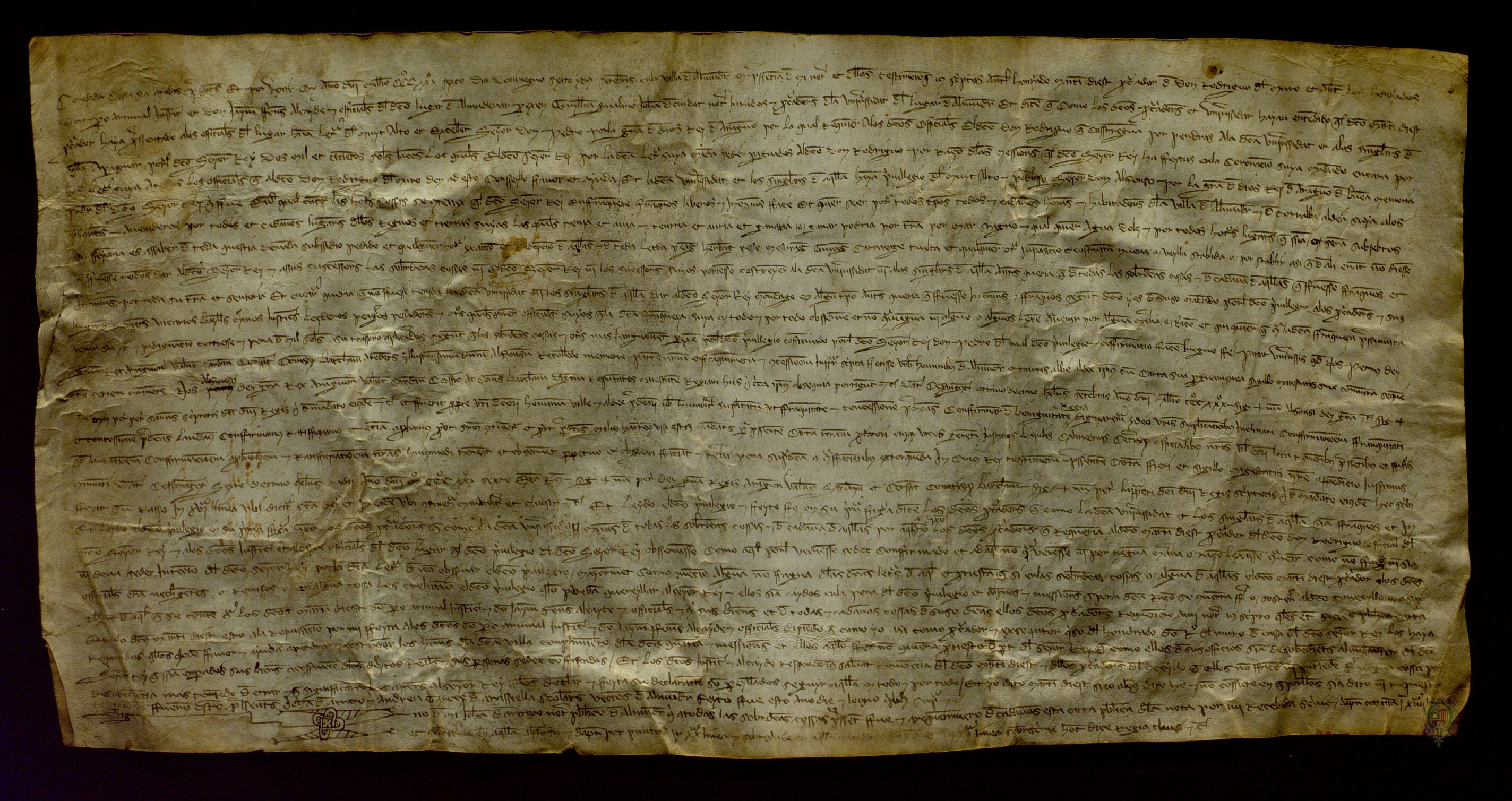 Martín Diest, procurador de Rodrigo de Muro, presenta una procura ante el concejo de Almudévar en la que se contiene un privilegio de Alfonso IV dado en Zaragoza el 23 de agosto de 1330 y confirmado por Pedro IV, en que se demuestra que debe cobrar 2.000 sueldos jaqueses anuales sobre la villa de Almudévar