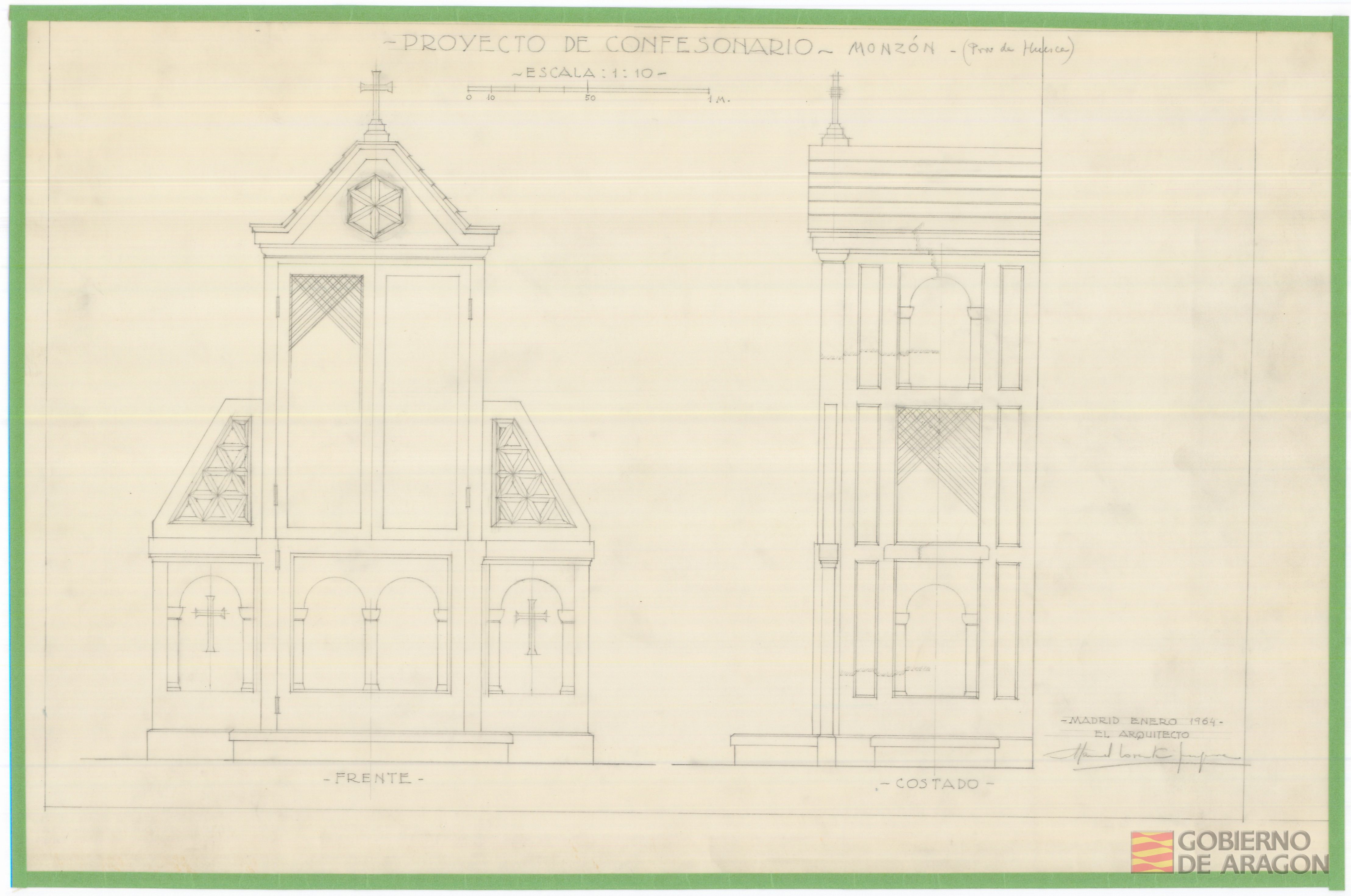 Proyecto de confesionario. Monzón (provincia de Huesca). Monzón