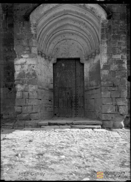 Murillo de Gállego (Zaragoza). Iglesia parroquial de San Salvador. Portada principal. José Galiay Sarañana