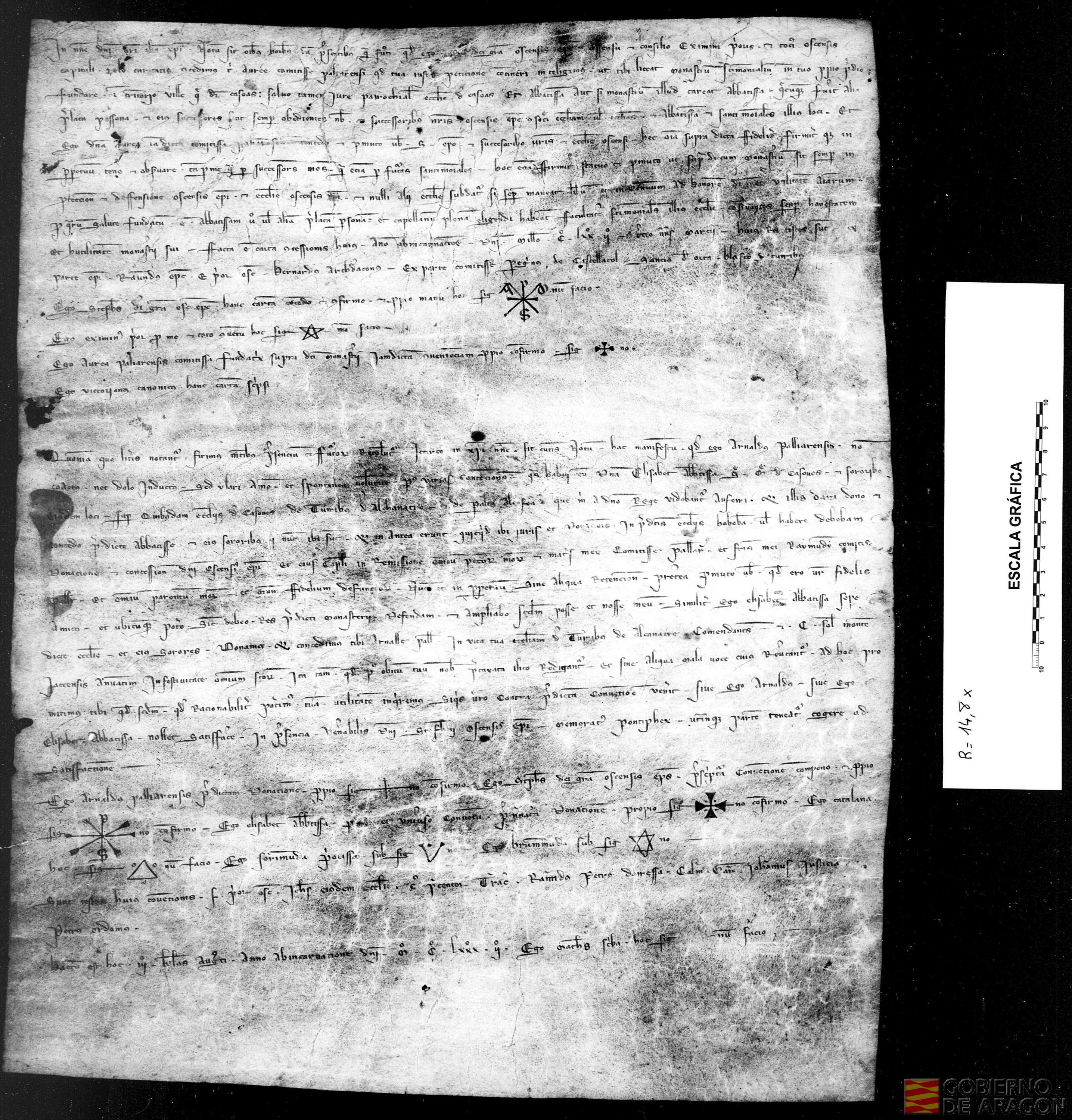 Copia de dos concesiones hechas al monasterio de Casbas por Esteban, obispo de Huesca, y Arnaldo de Pallars.