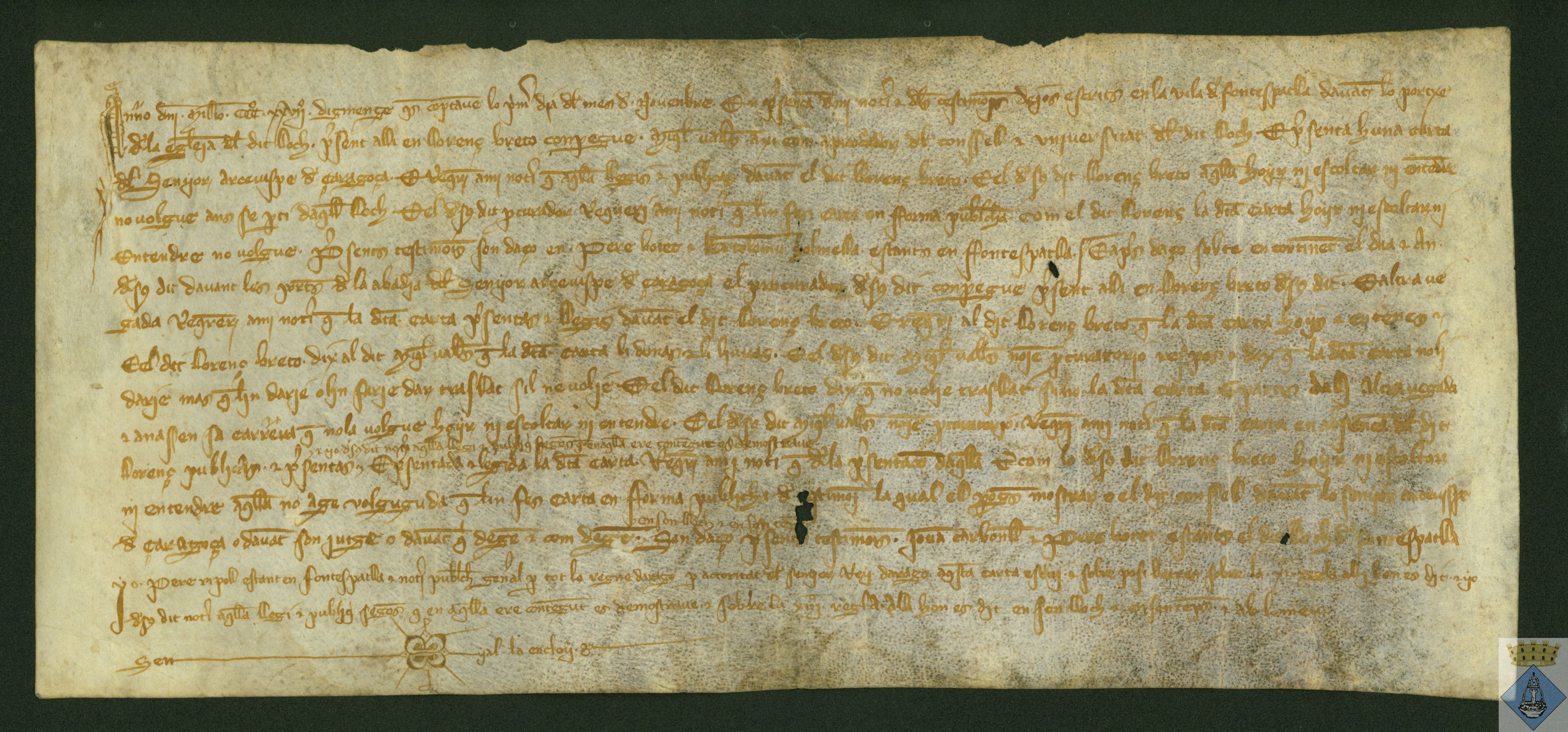 Acto de lectura pública, durante una reunión del concejo de Fuentespalda en el porche de la iglesia, de una carta del arzobispo de Zaragoza a Lorenzo Bretón, el cual rechazó darla por oída.