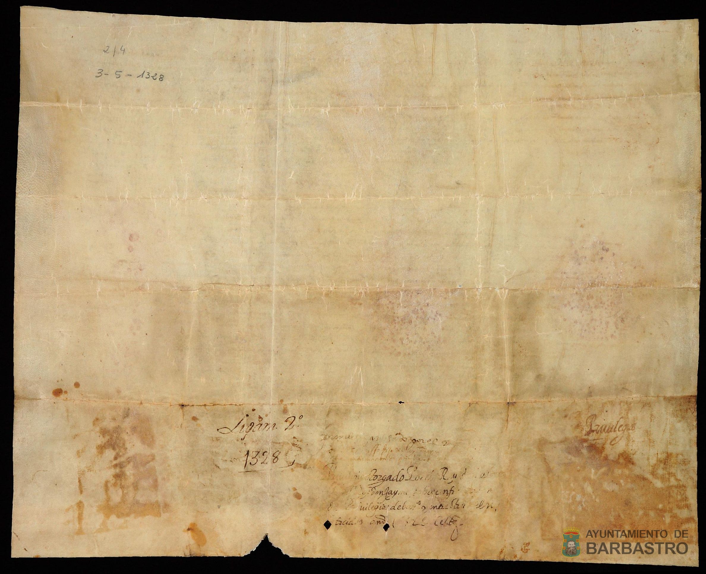 Alfonso IV "el Benigno" confirma todos los privilegios concedicos por sus antecesores a la ciudad de Barbastro.