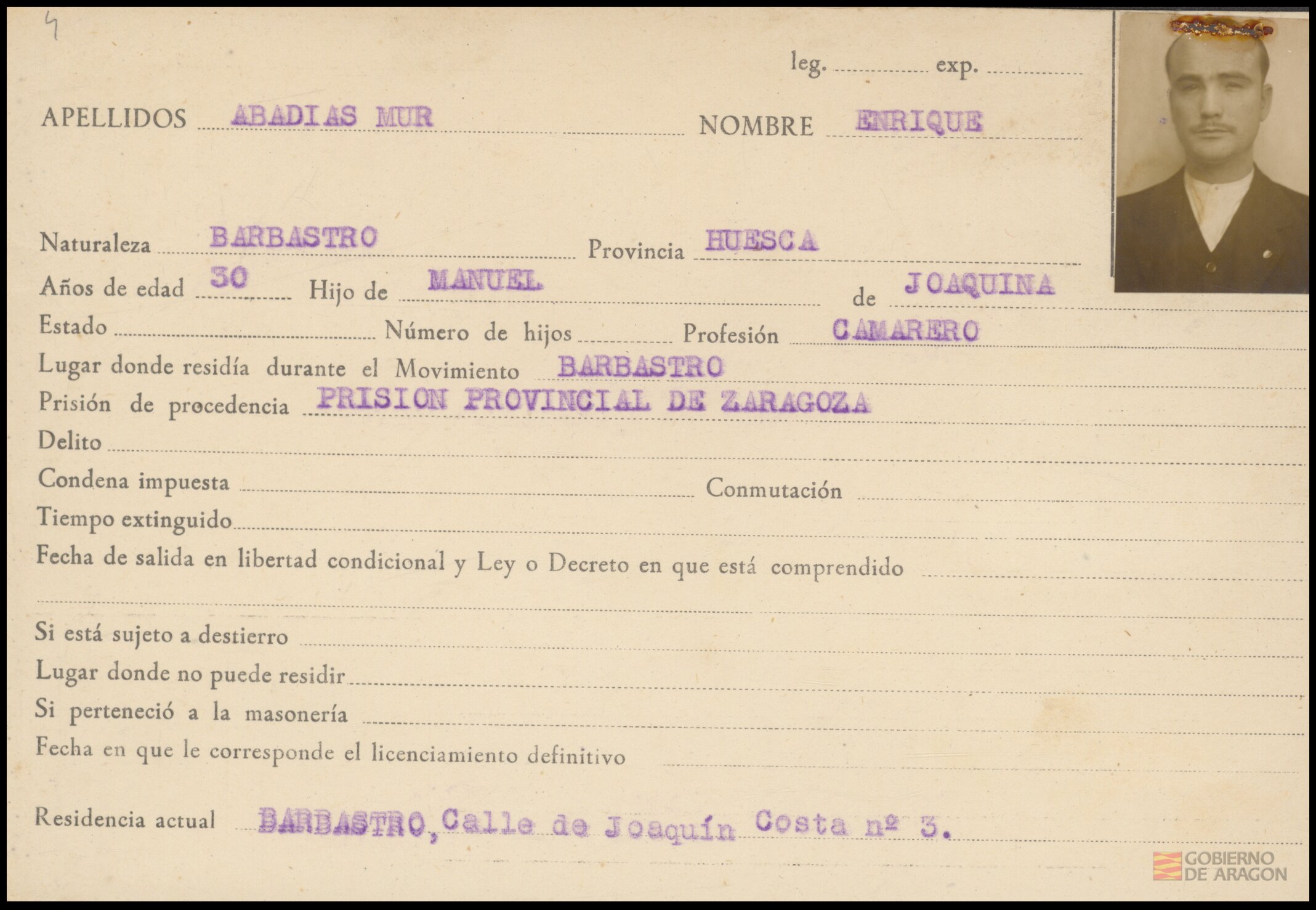 Abadías Mur, Enrique. Barbastro