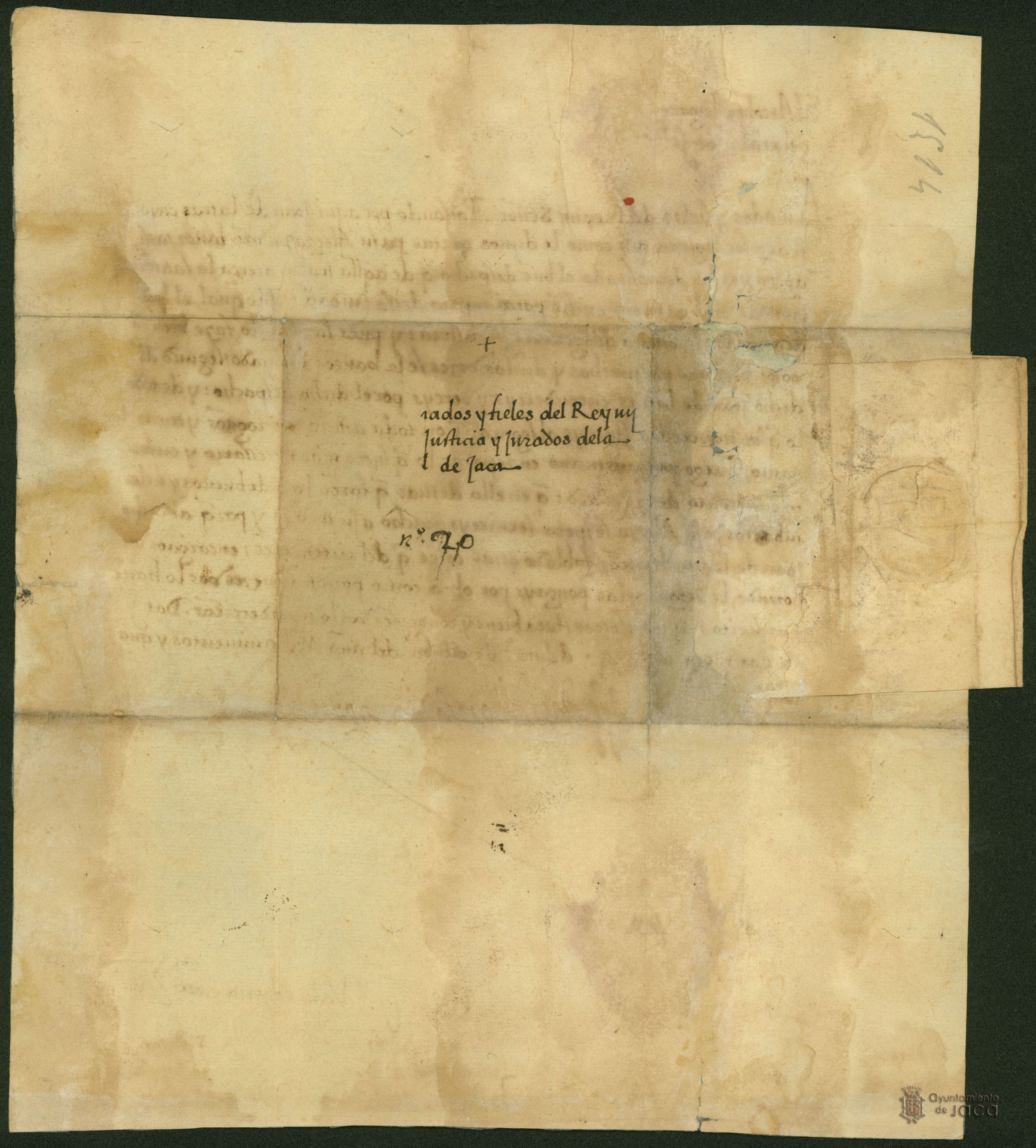 Carta de Alonso de Aragón, lugarteniente general del reino de Aragón, al Concejo de Jaca sobre lo que despachó con Juan de Latas.