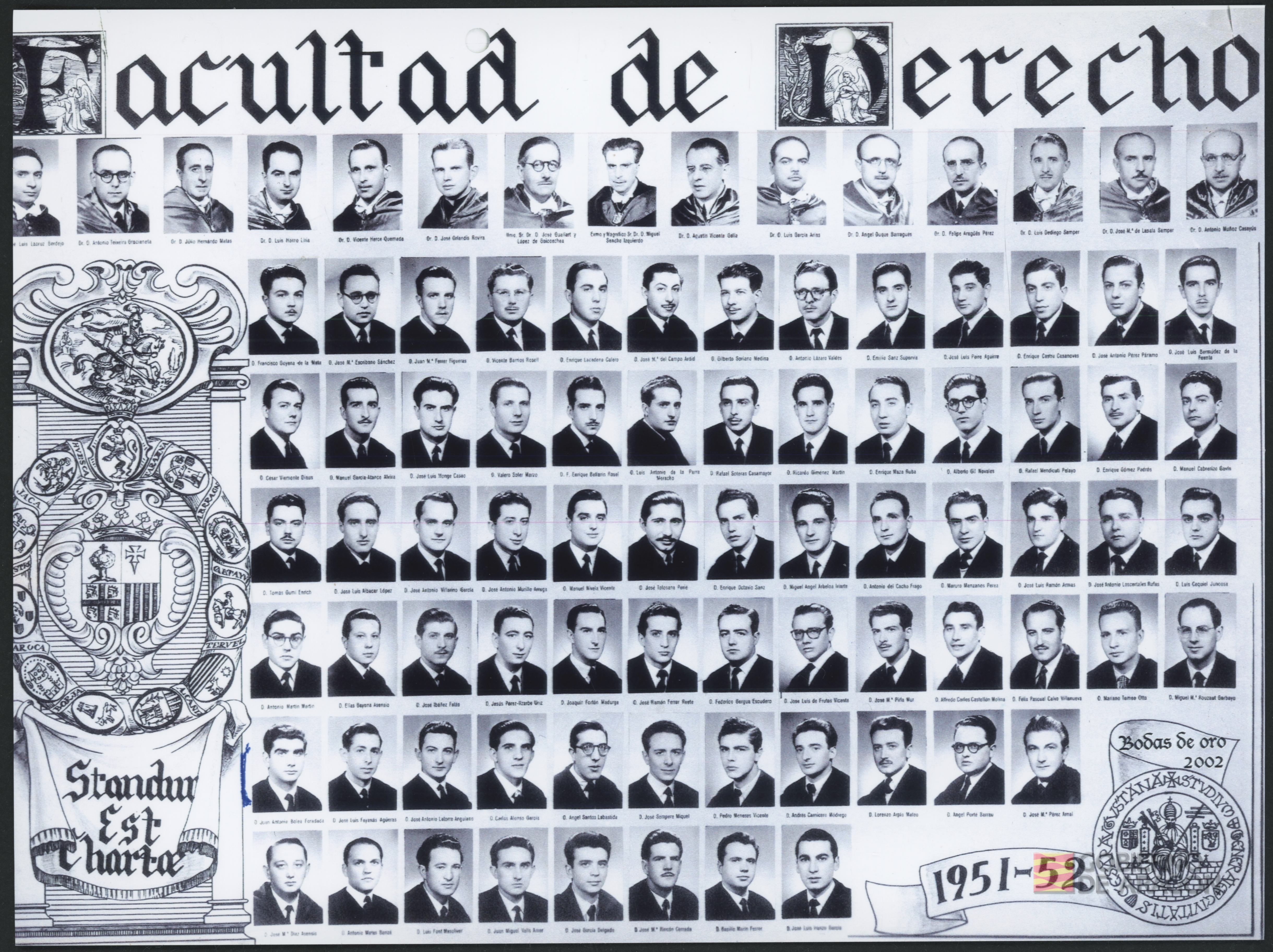Orla de la Facultad de Derecho de la Universidad de Zaragoza 1951-1952, reproducida con motivo de las bodas de oro (2002)