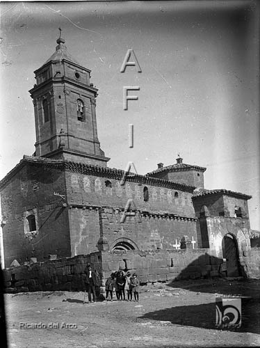 Iglesia de San Gil. Vista del templo y del antiguo atrio. Ricardo del Arco y Garay. Ortilla. Hoya de Huesca