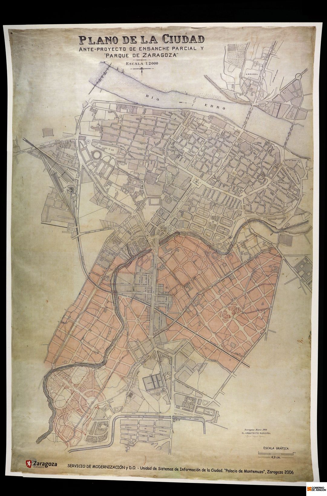 Plano de la ciudad. Ante-Proyecto de ensanche parcial y Parque de Zaragoza