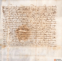 Carta de Juan de Gurrea, lugarteniente del Justicia de Aragón Juan de Lanuza, al Justicia y oficiales del concejo de Huesca, a instancia de Jaime de Valencia, mercader de Huesca, sobre la causa que Francisco Bojous, mercader de Zaragoza, sigue en la corte de dicho Justicia contra Jaime de Valencia
