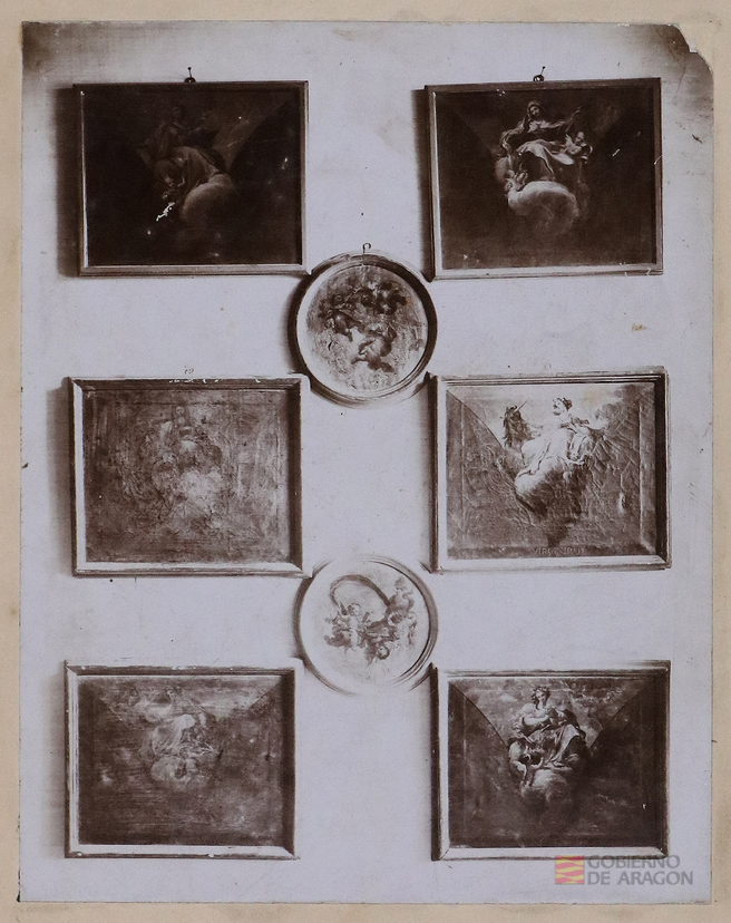 "Zaragoza - Pinturas murales del Pilar, pechinas de varias cúpulas (Bayeu) (Fotografías-negativos de D. Florencio Jardiel)"