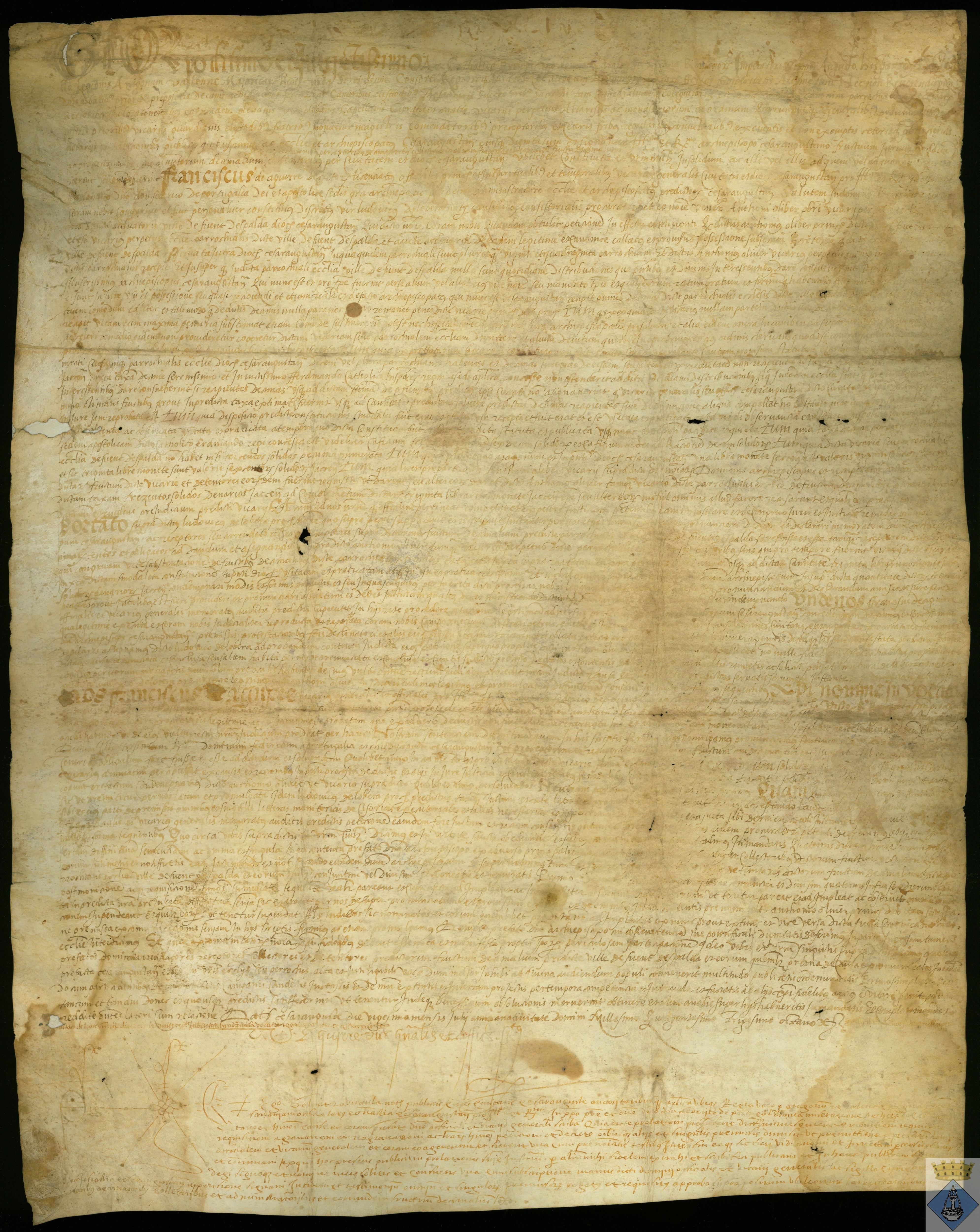 Concesión de derechos eclesiáticos sobre el pueblo de Fuentespalda.