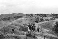 Batería de artillería nacional en posición con parapetos y sacos terreros. Camino de Leciñena cerca de la ermita de la Virgen de Magallón, sobre Alcubierre. Antonio Cobos Berges
