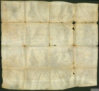 Carta de presentación ante don Pedro Delgado de Luna, justicia de Alcañiz, por el Concejo de Calaceite del privilegio de inmunidad concedido por Pedro IV en 1338 a dicho lugar para alegar los derechos a que sus vecinos no puedan ser peñorados