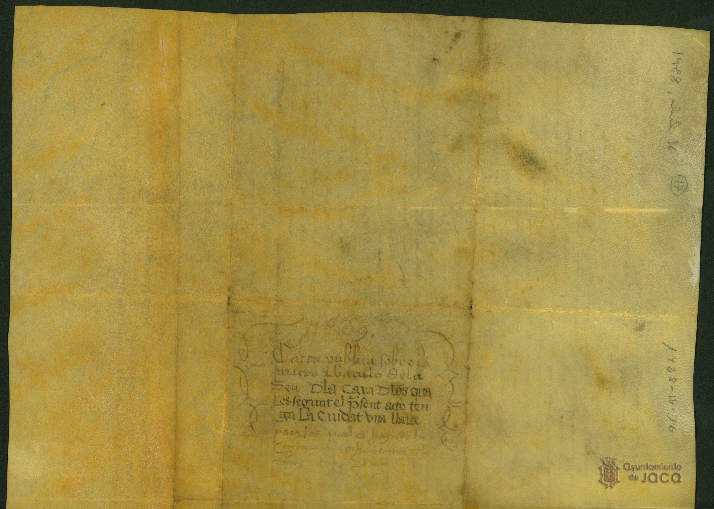 El Concejo de Jaca acuerda con el Capítulo de la Catedral de Jaca, darle 500 florines de oro para el pago de una mitra y un báculo, a cambio de que el Concejo tuviese una llave del sagrario donde se debían guardar.