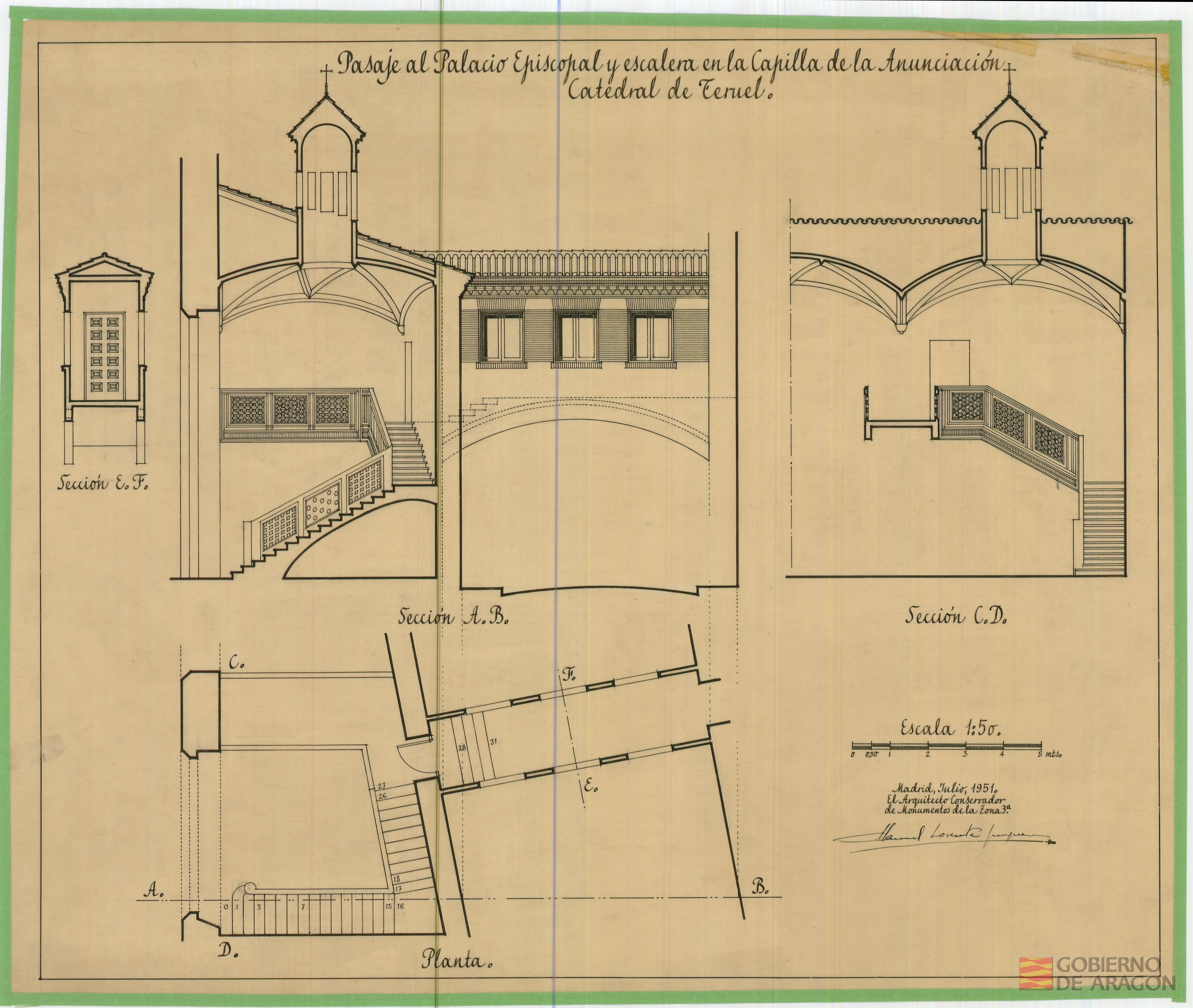 Pasaje al Palacio episcopal y escalera en la Capilla de la Anunciación. Catedral de Teruel. Teruel