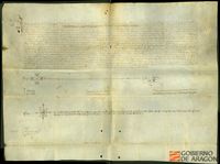Donación de Alfonso V de Aragón a Juan Fernández de Híjar, por los servicios prestados, del lugar de Vinaceite, dos casas en el lugar de Albalate del Arzobispo, casas y un molino en el lugar y término de la villa de Fabara y otros bienes pertenecientes a Fernando de Sessé, que le fueron confiscados. Notario: Juan Olcina. Cariñena